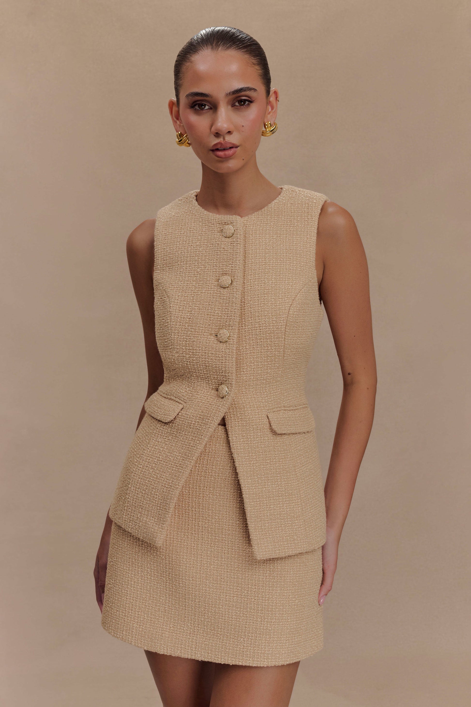 Camilla Boucle Mini Skirt - Light Taupe #7