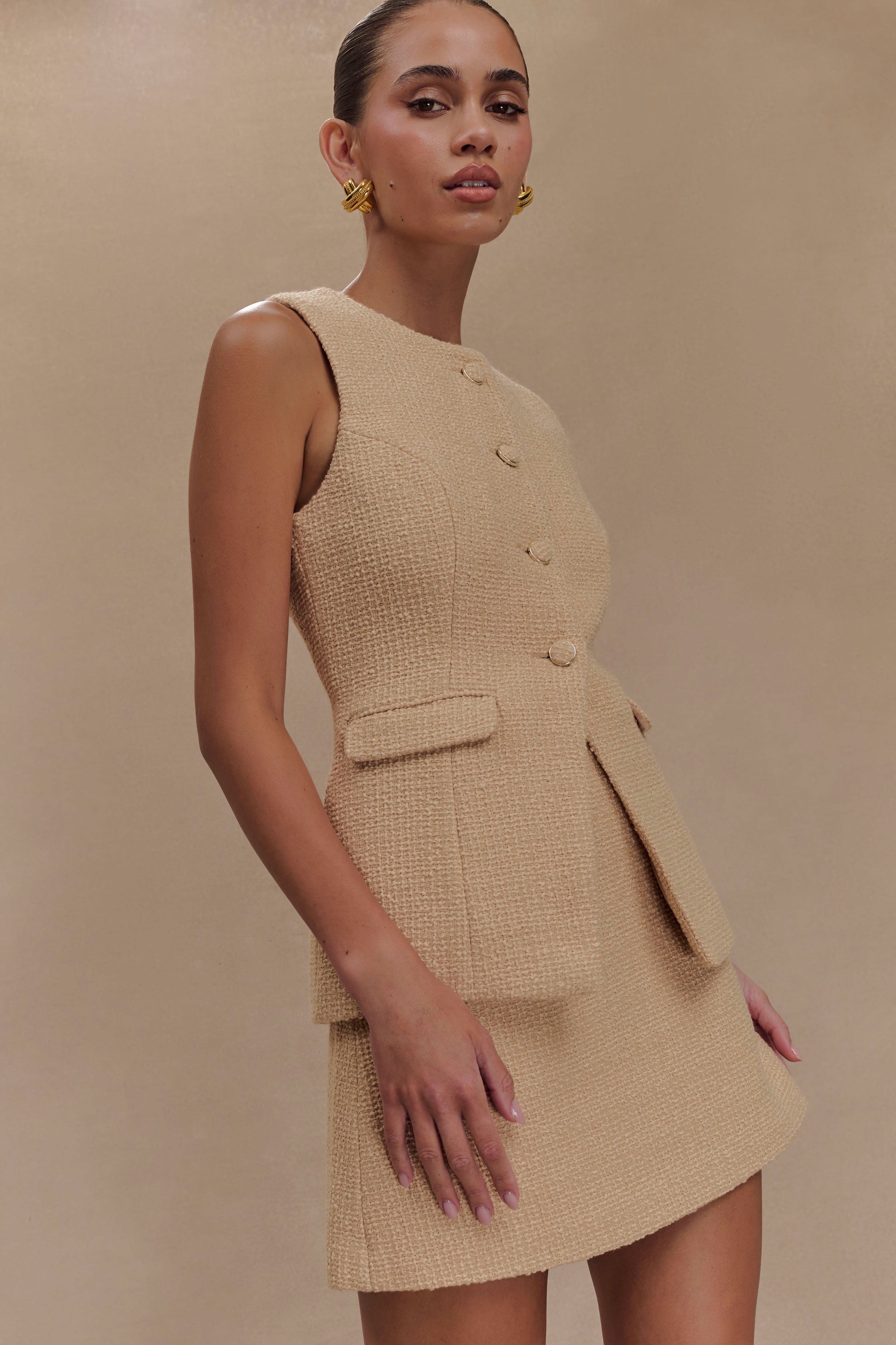 Camilla Boucle Mini Skirt - Light Taupe #3