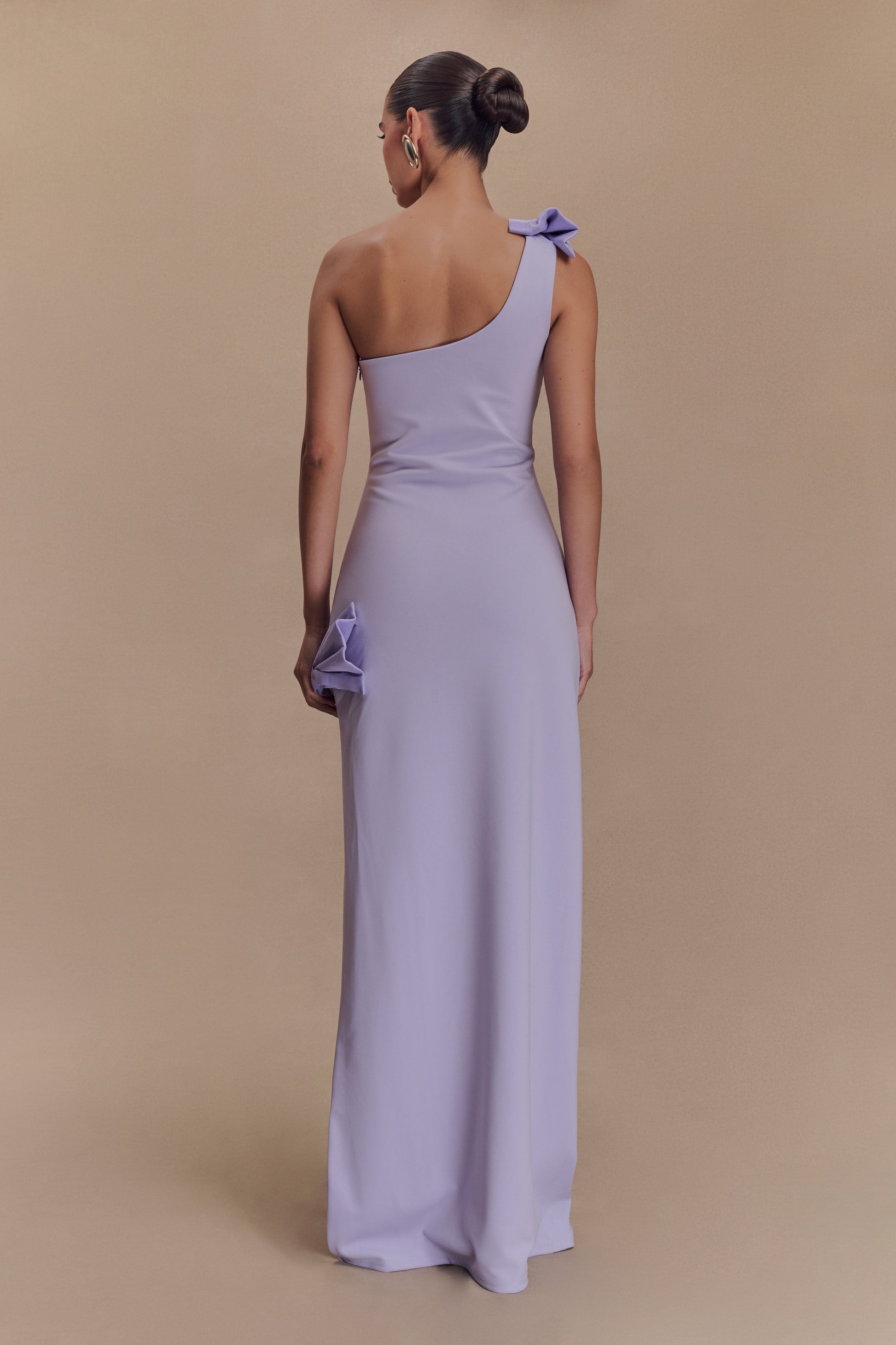 Hallie One Shoulder Bow Maxi Dress - Lilac #2