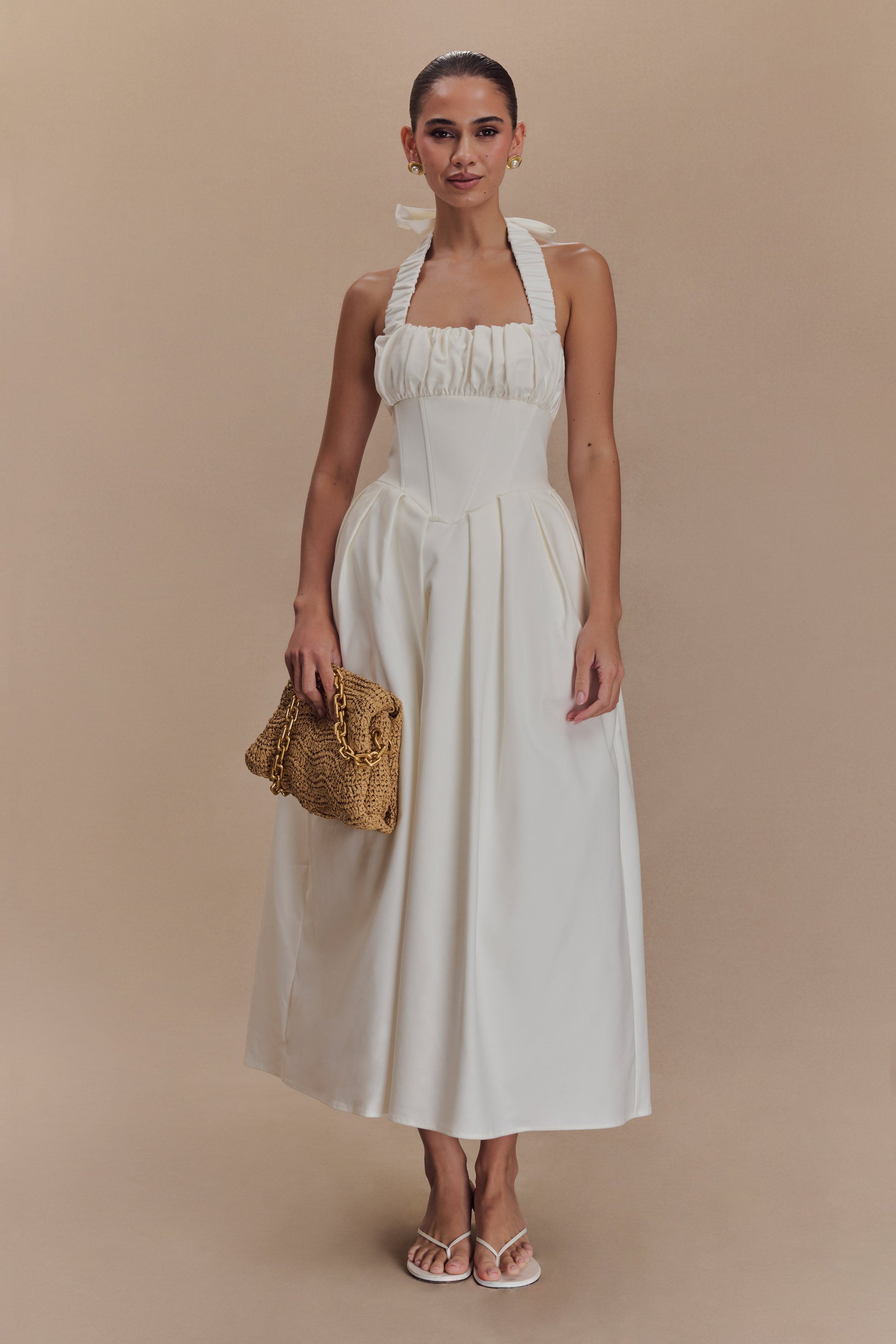 Candy Halter Midi Dress - White #5