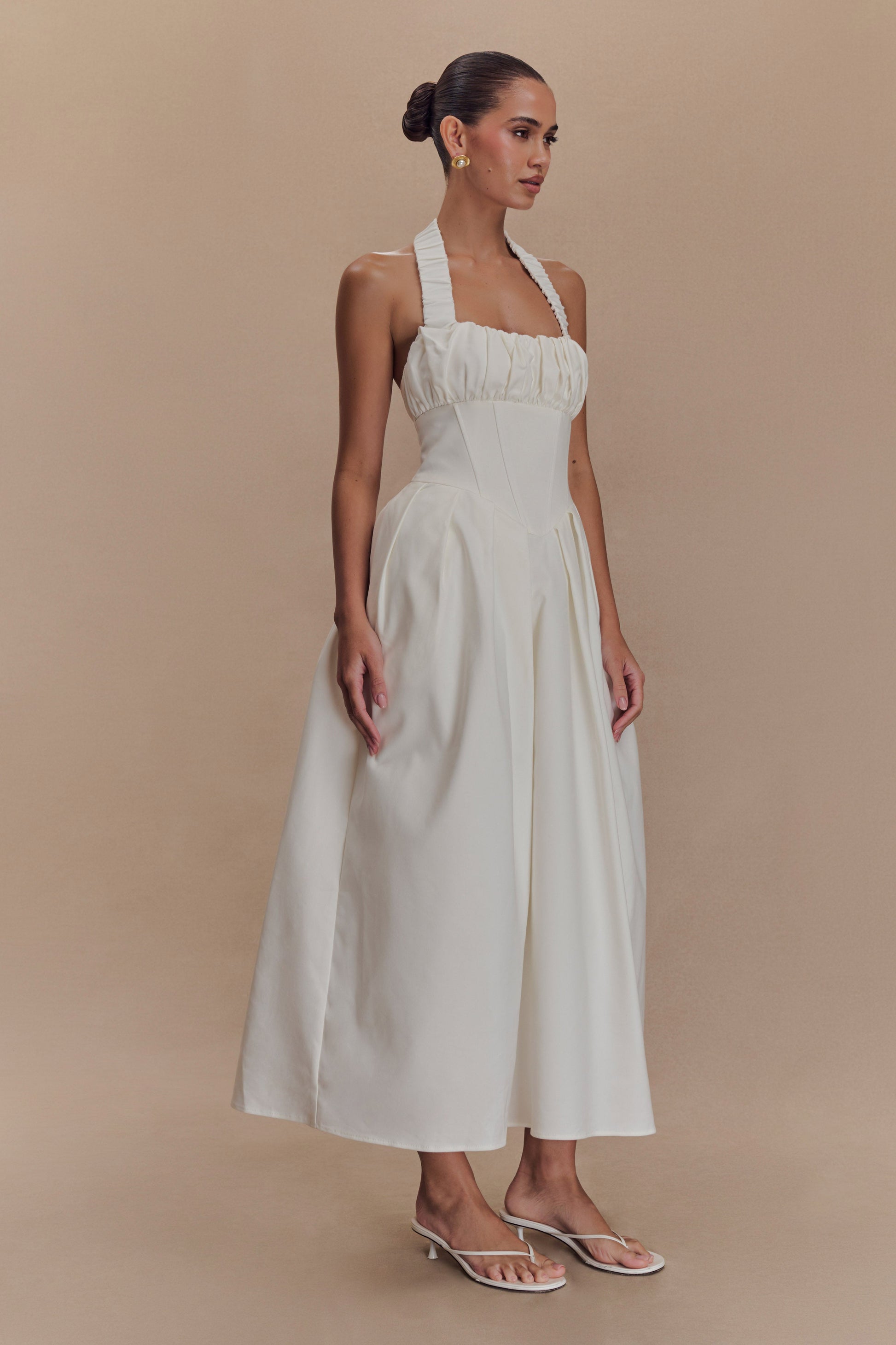 Candy Halter Midi Dress - White #3