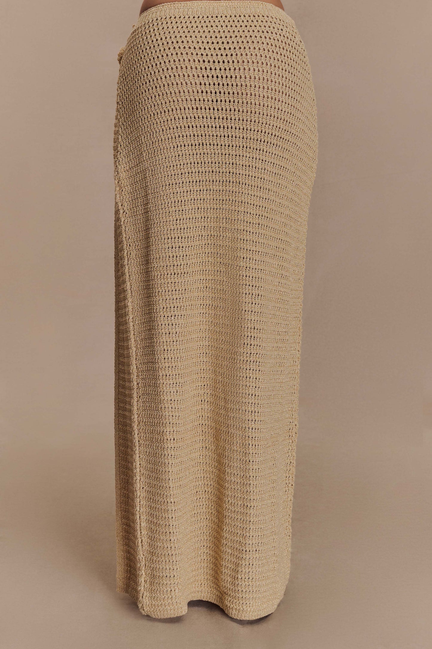 Abigail Floral Crochet Maxi Skirt - Gold