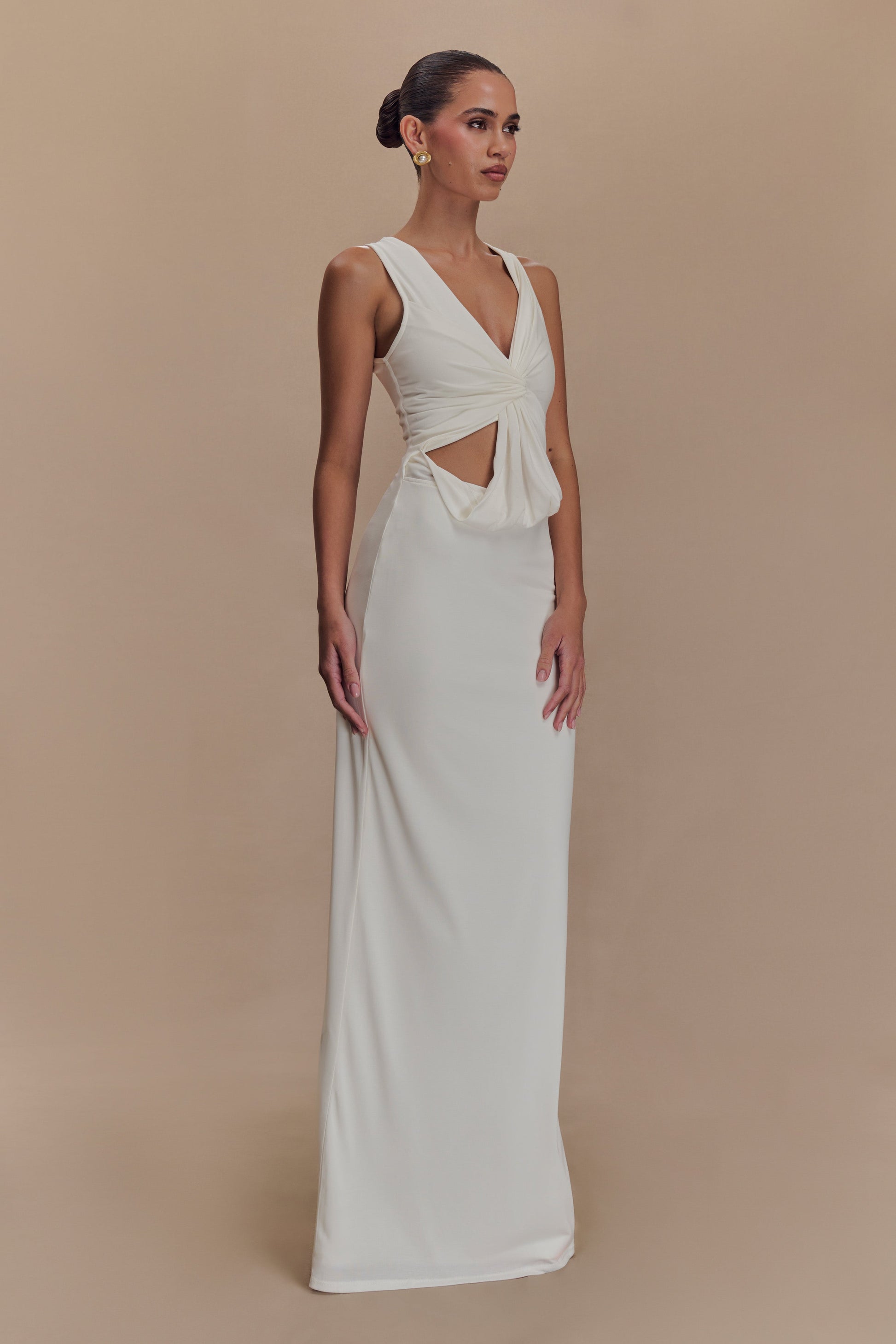 Kassidy Peached Jersey Maxi Dress - Ivory #4