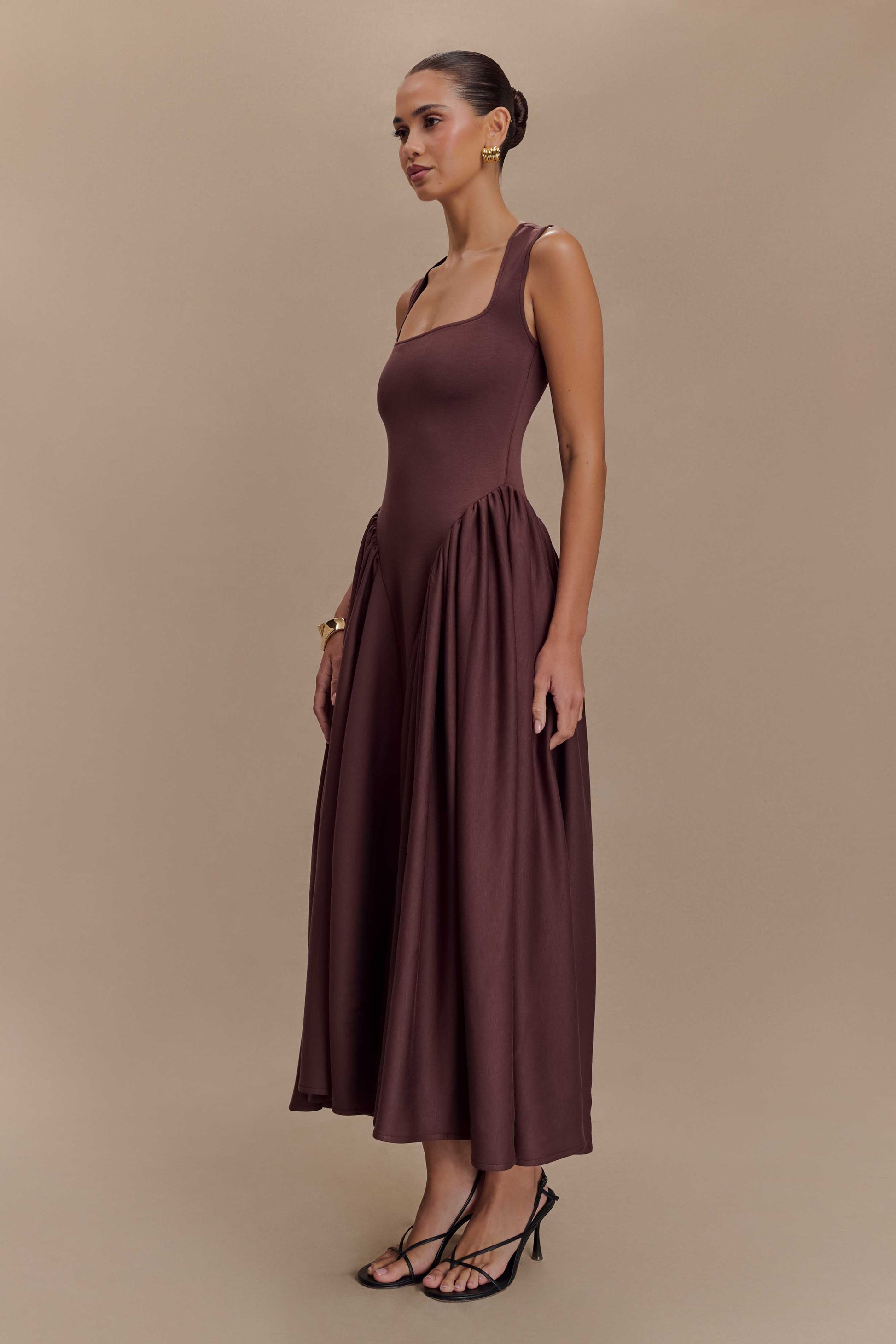 Sharon Scuba Jersey Midi Dress - Cacao Brown #4