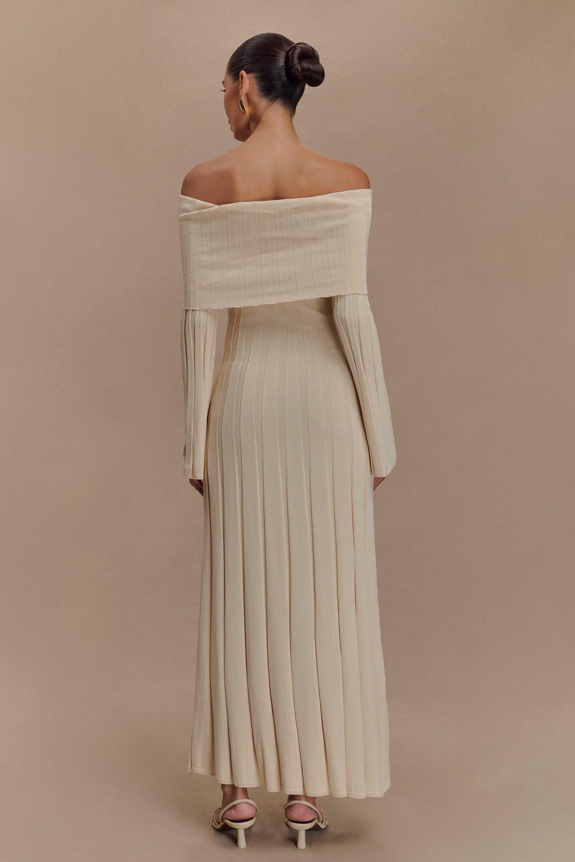 Alonza Long Sleeve Knit Midi Dress - Cream #2