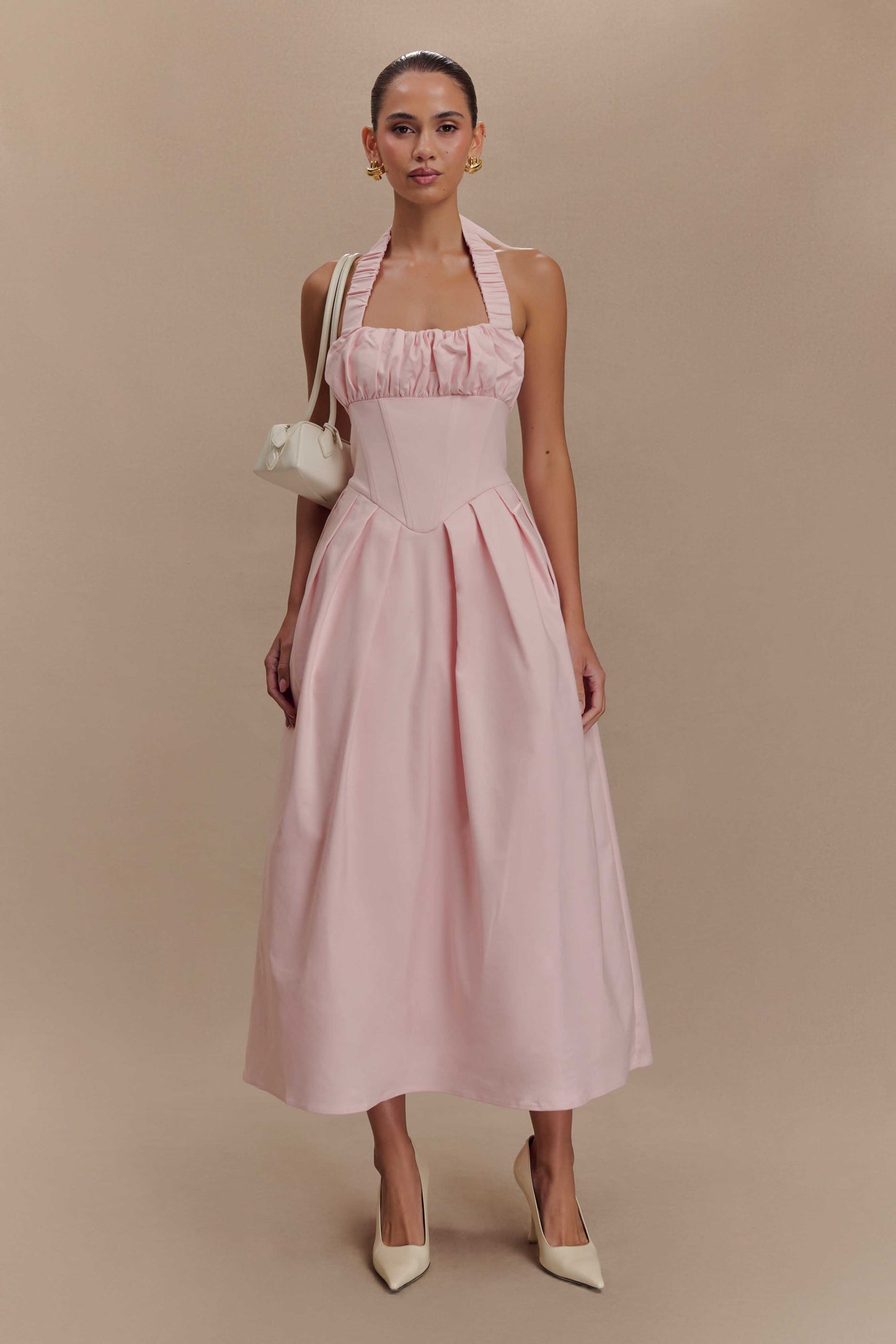 Candy Halter Midi Dress - Ballet Pink