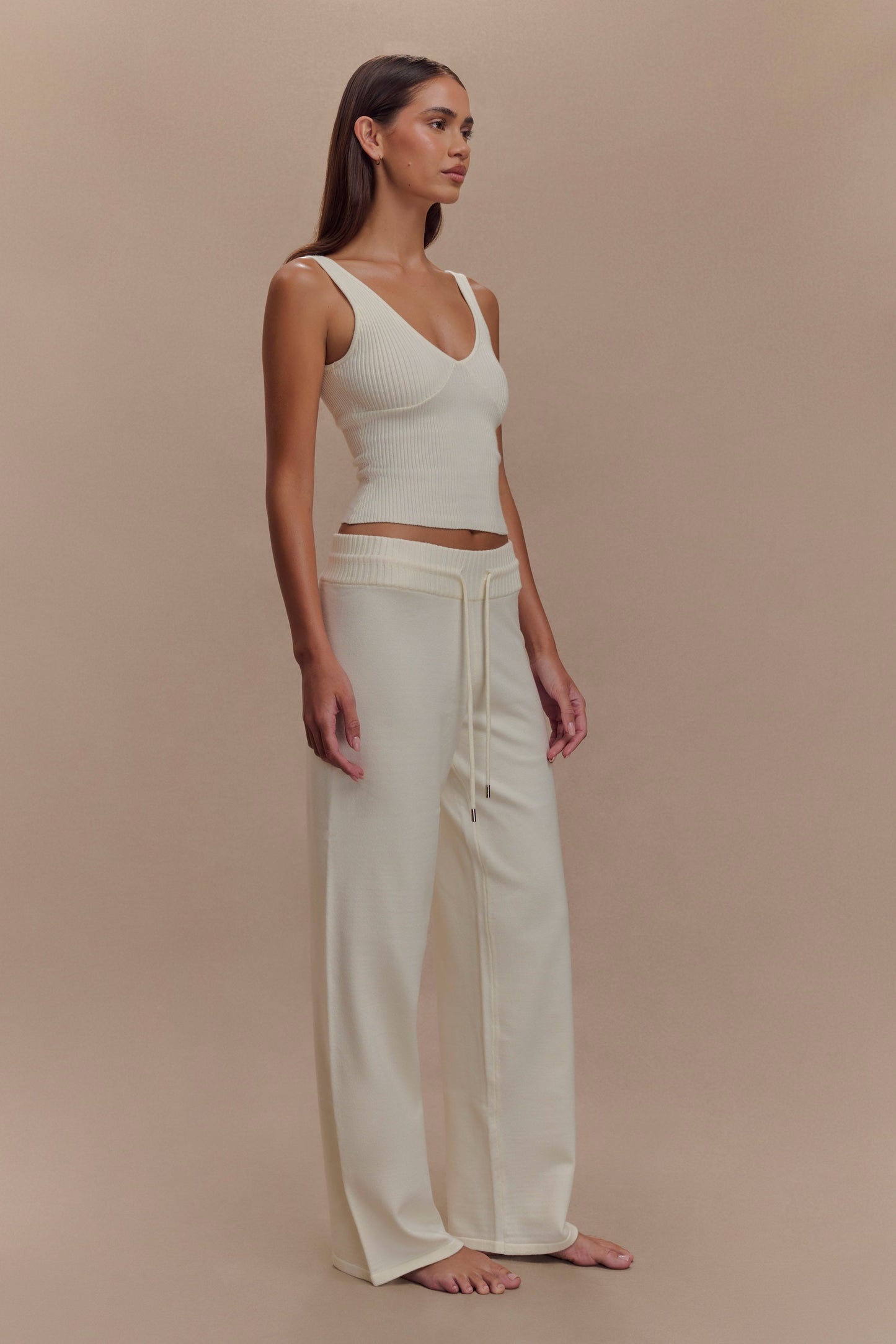 Natalya Knit Wide Leg Pants - Ivory
