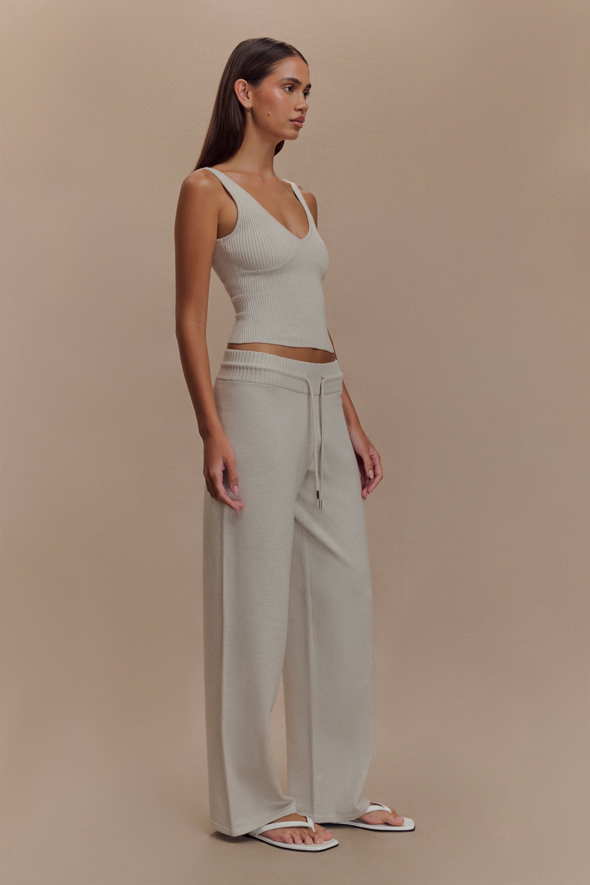 Natalya Knit Wide Leg Pants - Heather Grey Marle #3