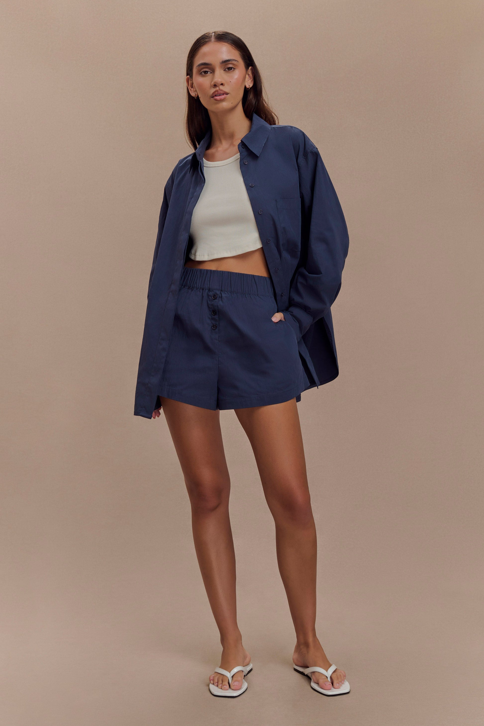 Campbell Cotton Oversized Shirt - Navy #7