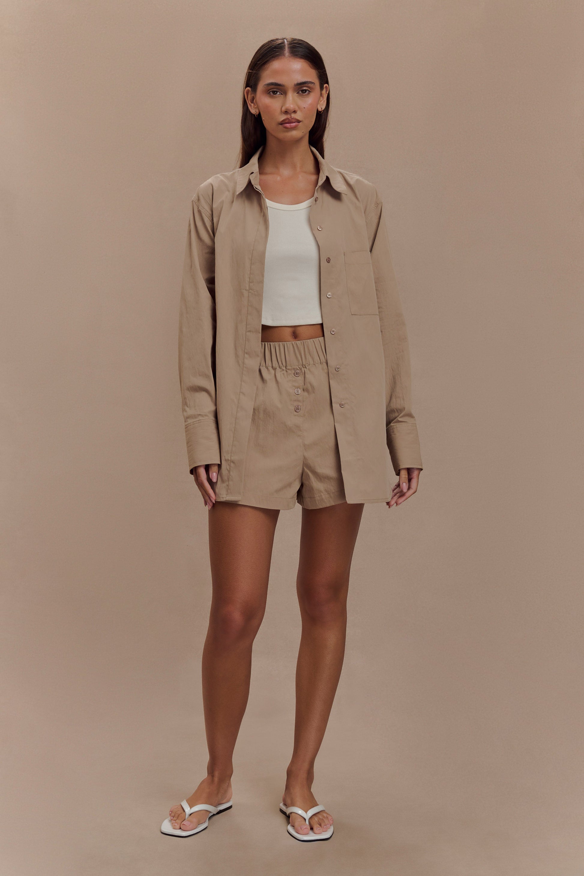 Campbell Cotton Oversized Shirt - Sand #8