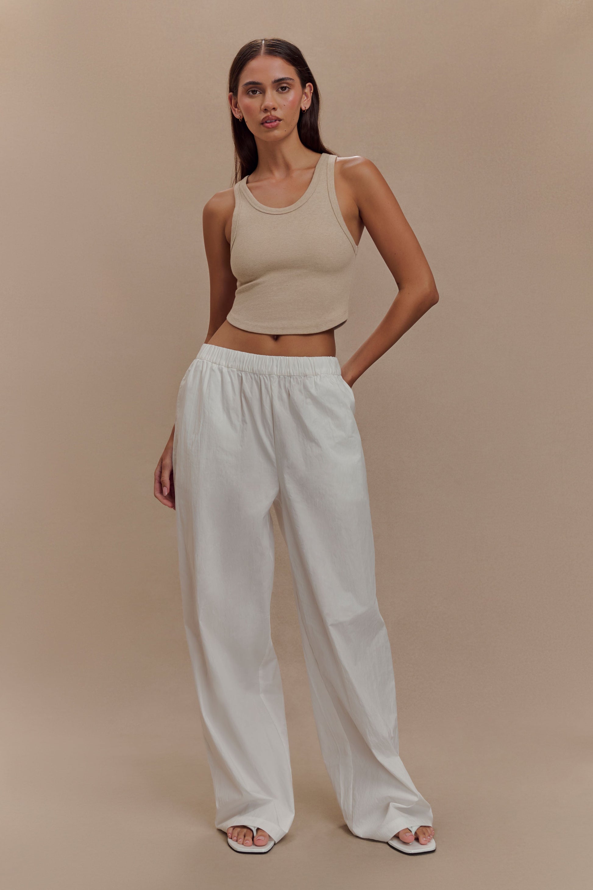 Morgana Ribbed Tank Top - Neutral Marle #2