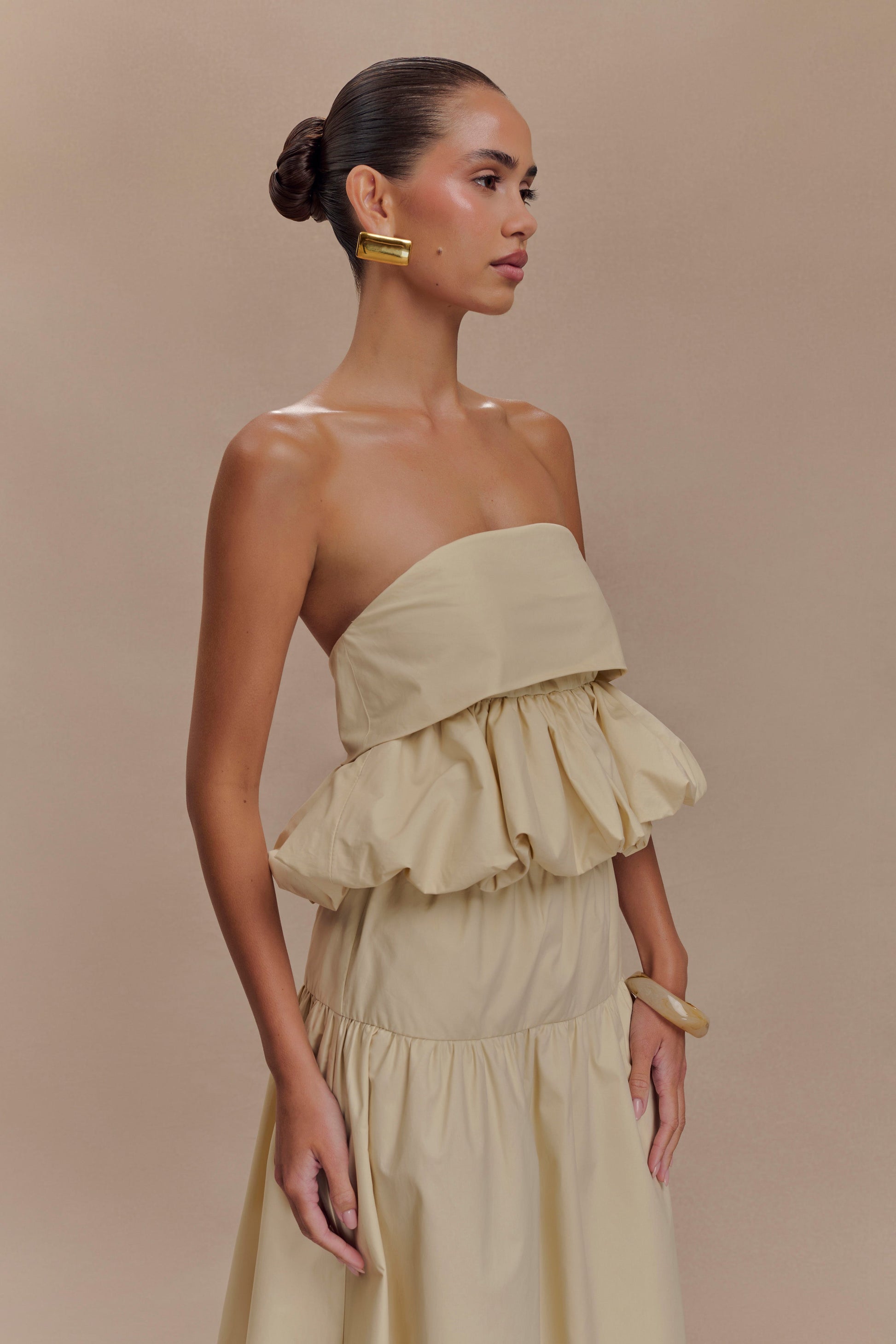 Amirah Strapless Bubble Crop Top - Nude #4