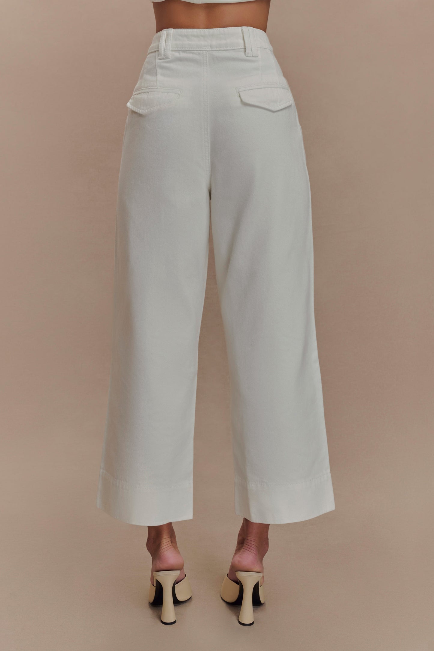 Kaitlyn Cropped Wide Leg Jeans - White