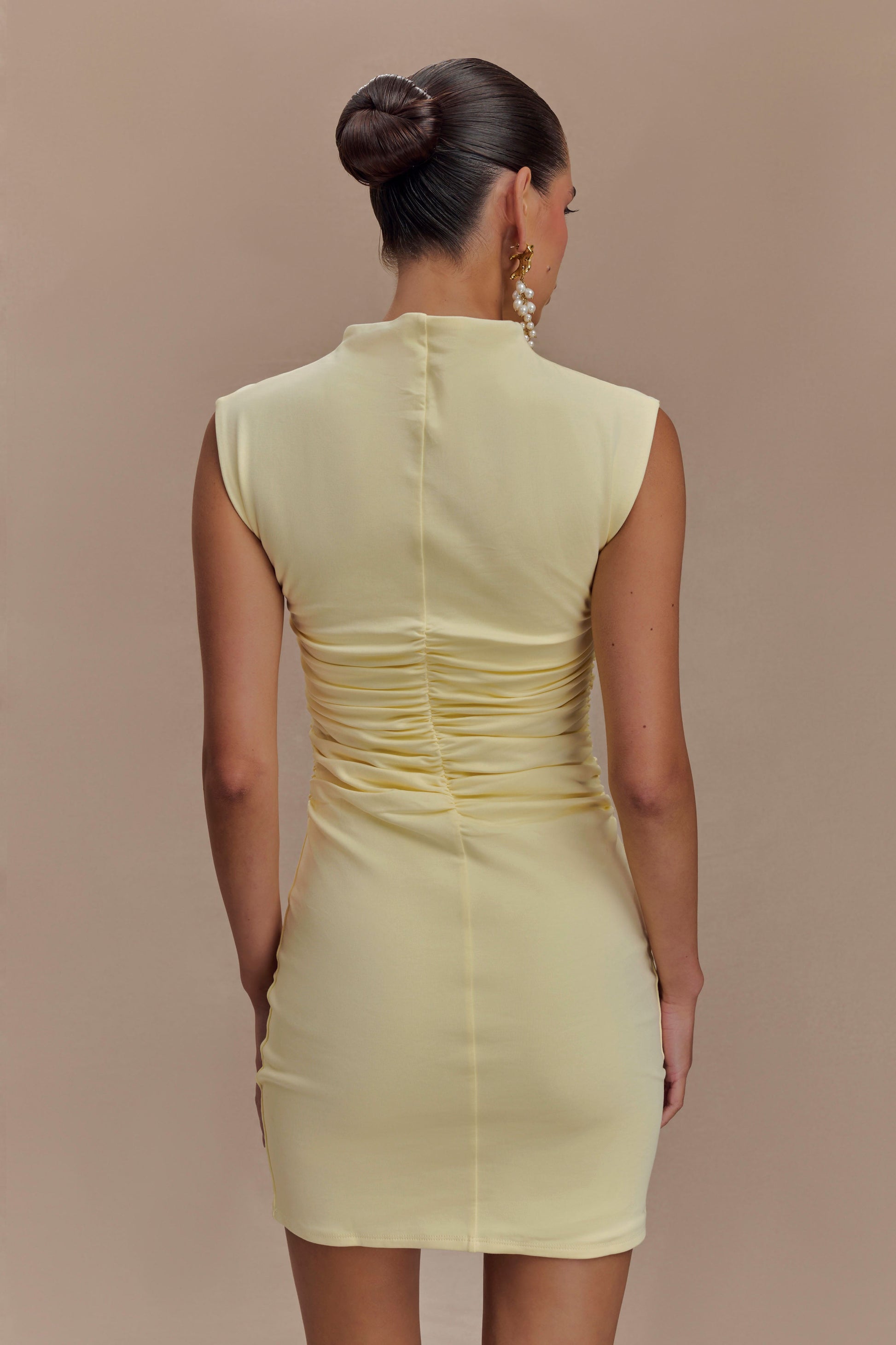 Elliot High Neck Sleeveless Mini Dress - Pale Lemon #6