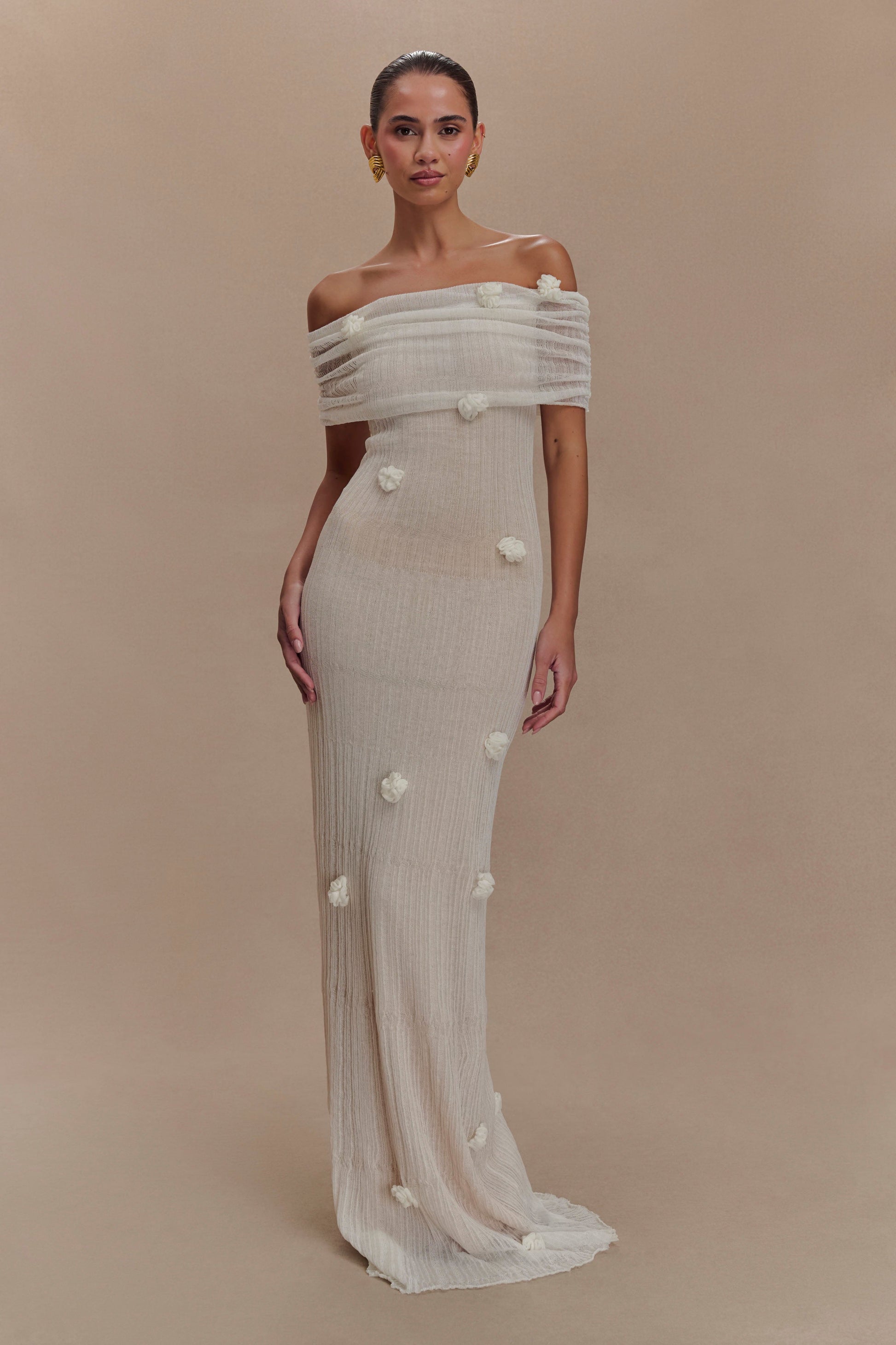 Brynn Orchid Knit Maxi Dress - Ivory #5