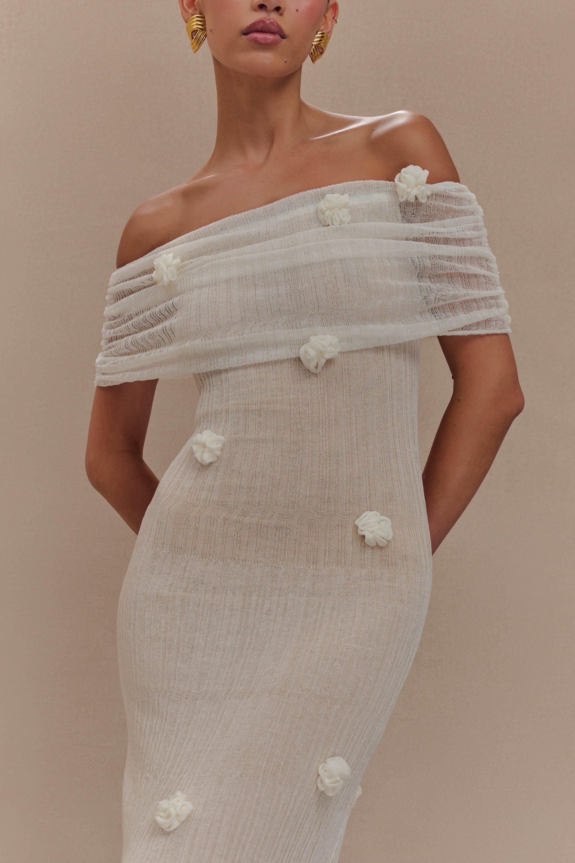 Brynn Orchid Knit Maxi Dress - Ivory #3