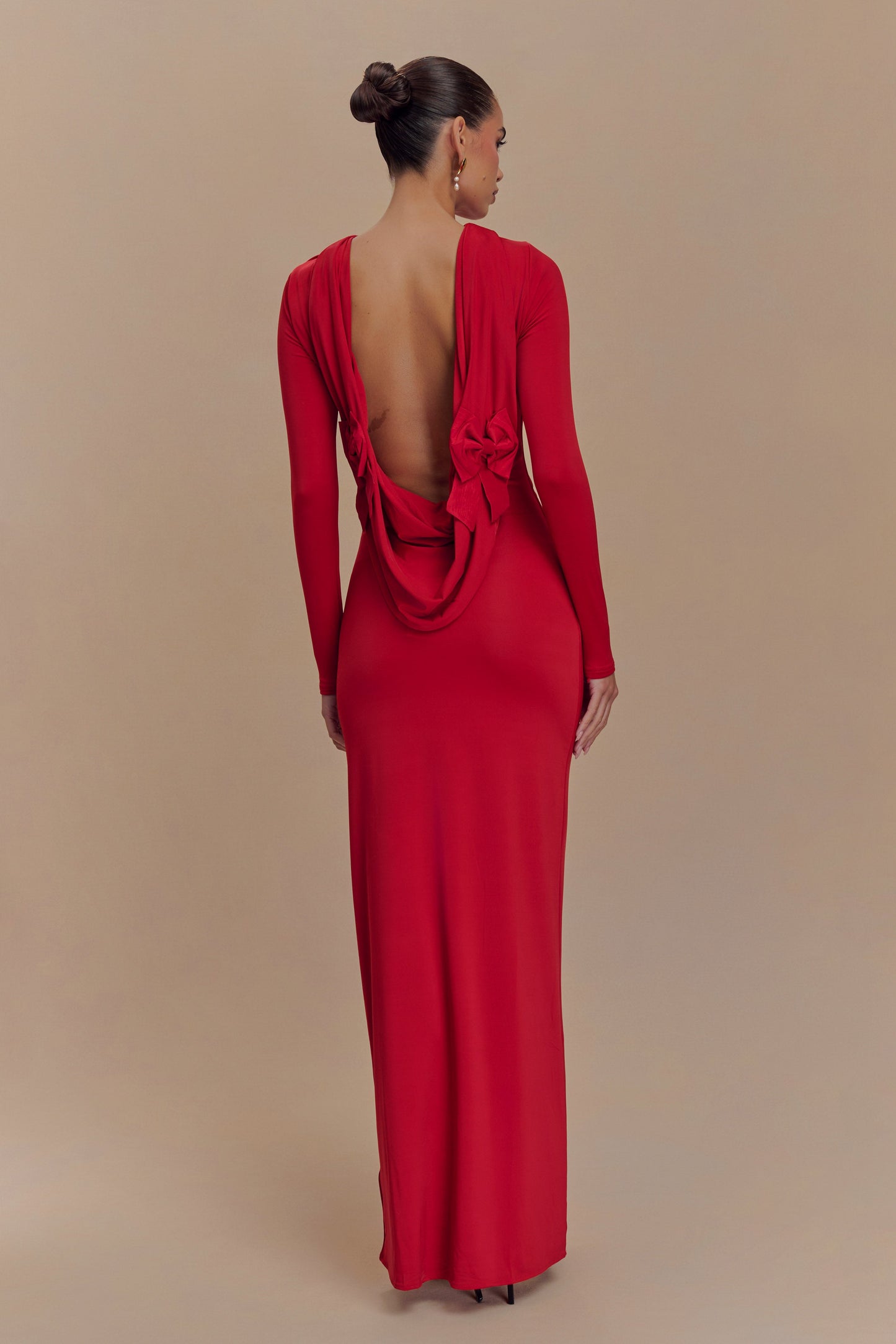 Bennett Slinky Long Sleeve Maxi Dress - Ruby