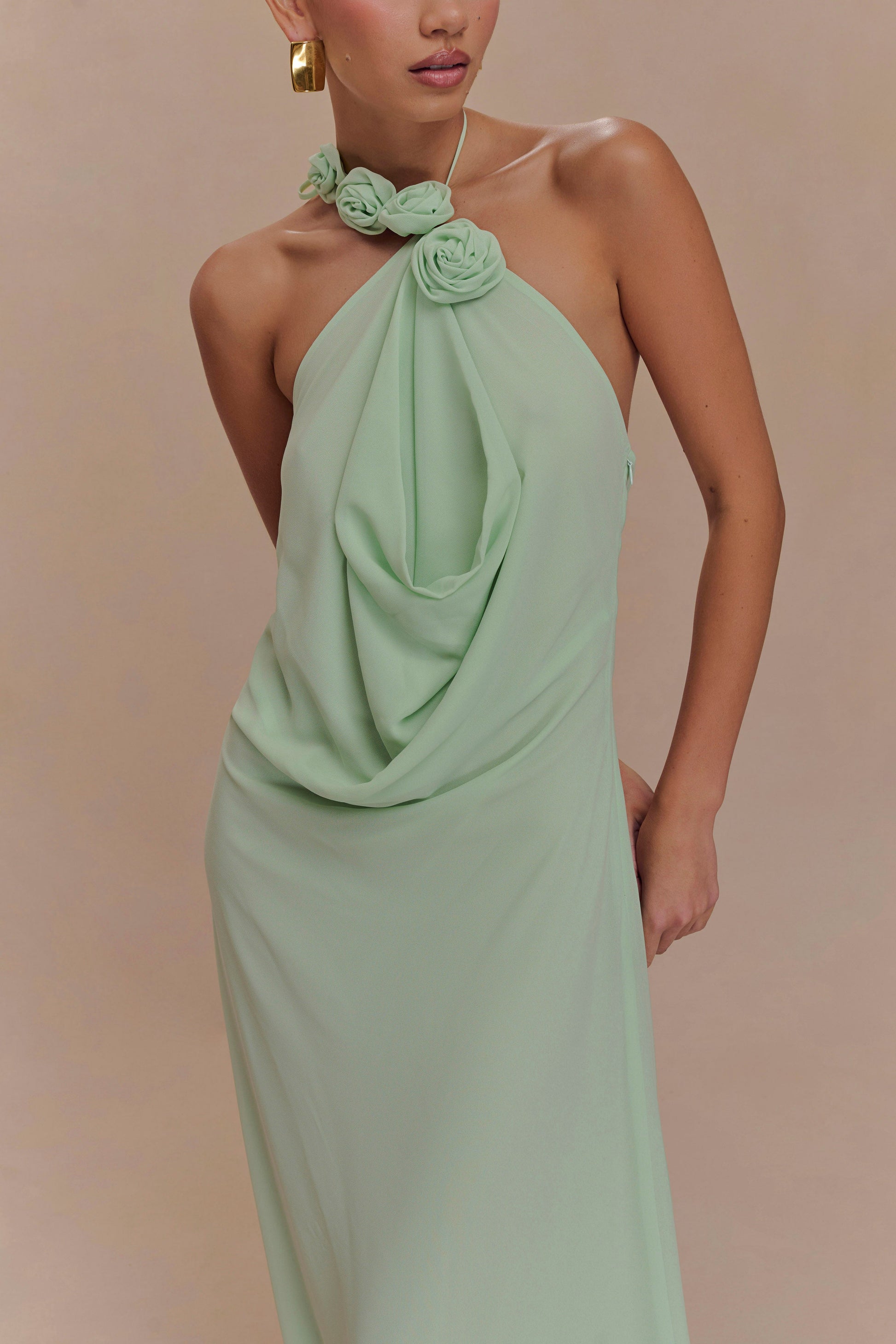 Rosalia Cowl Neck Maxi Dress - Sage #3