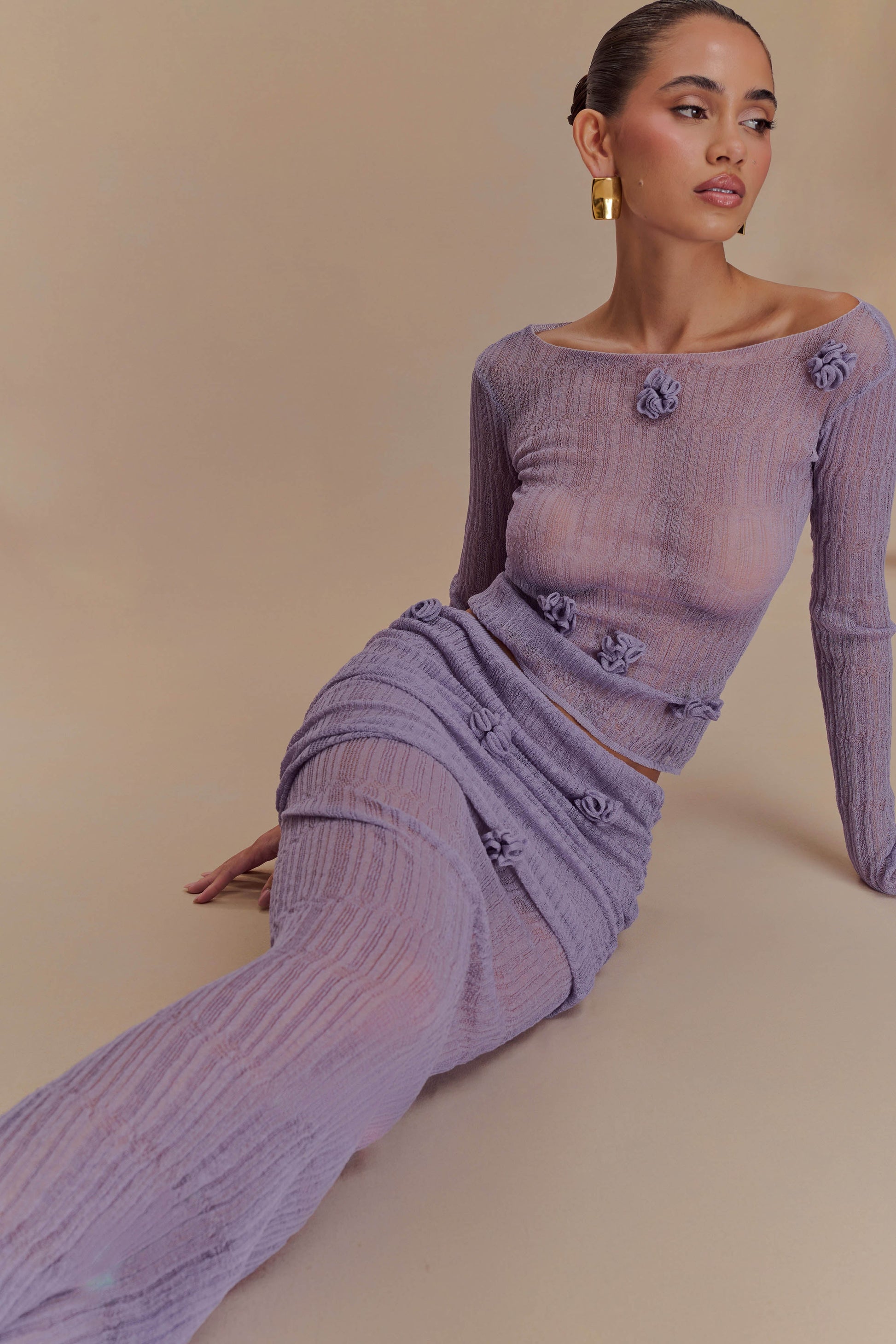 Orianna Orchid Knit Maxi Skirt - Orchid #3