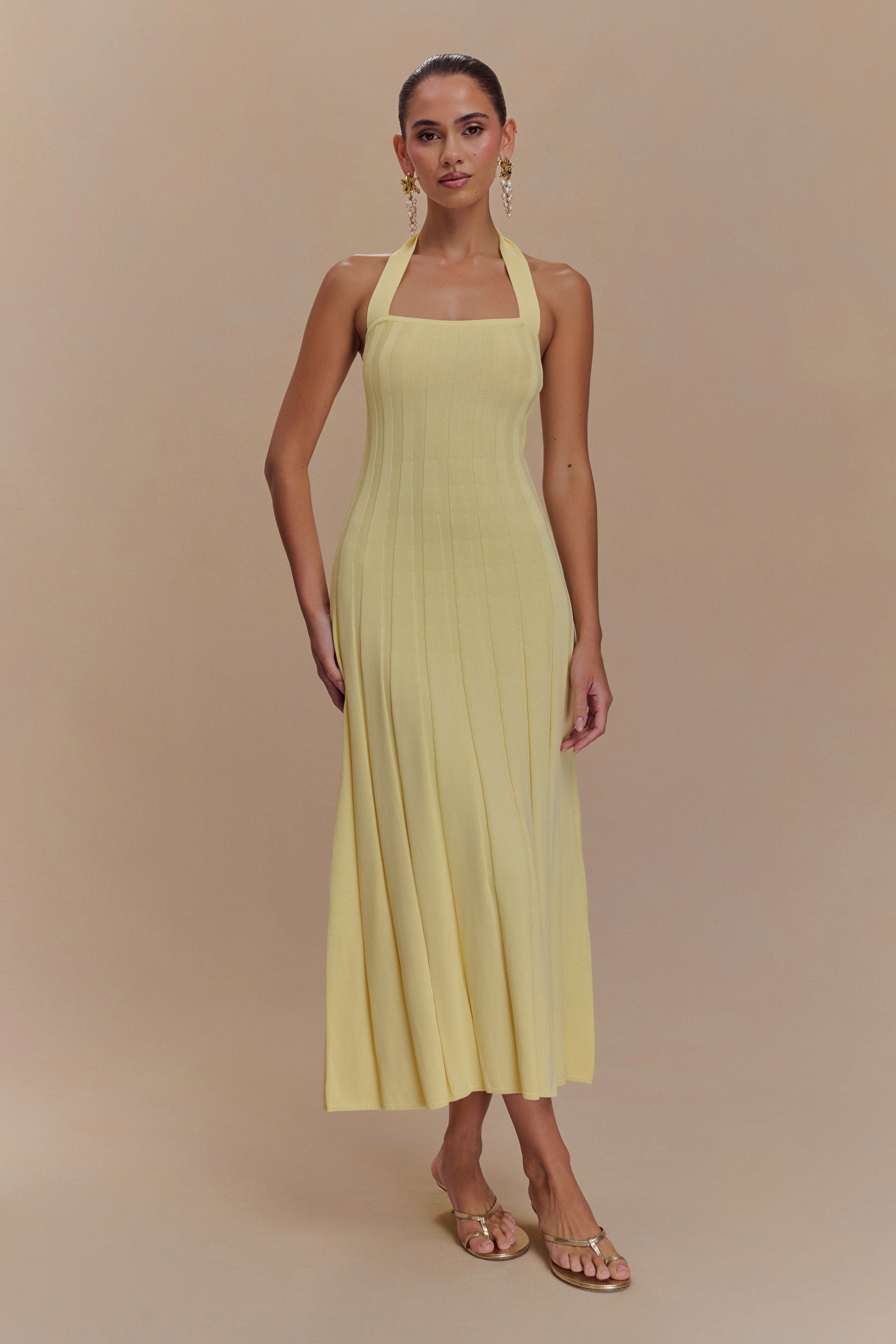 Jacqui Halter Knit Midi Dress - Lemon #5