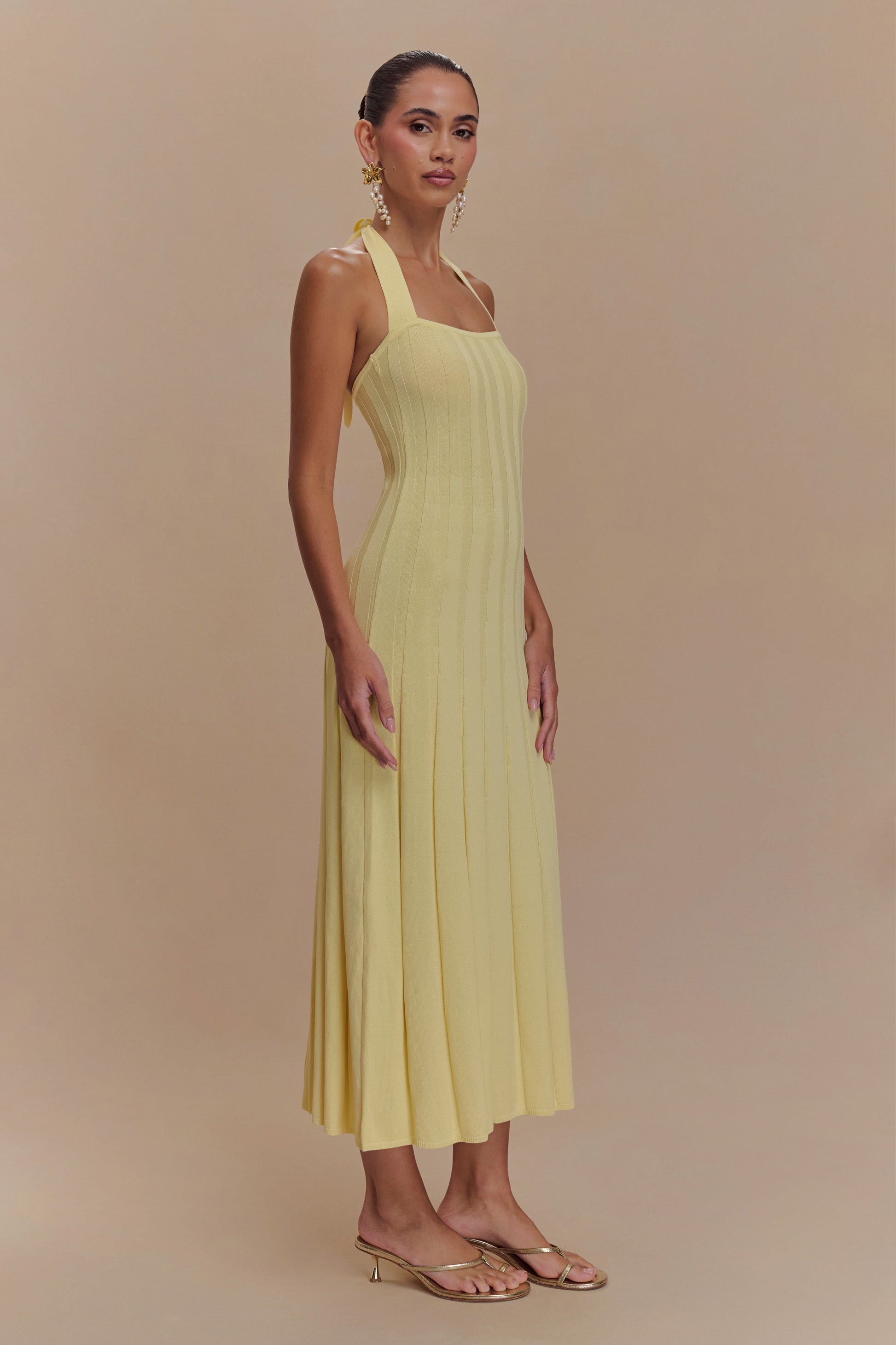 Jacqui Halter Knit Midi Dress - Lemon #4
