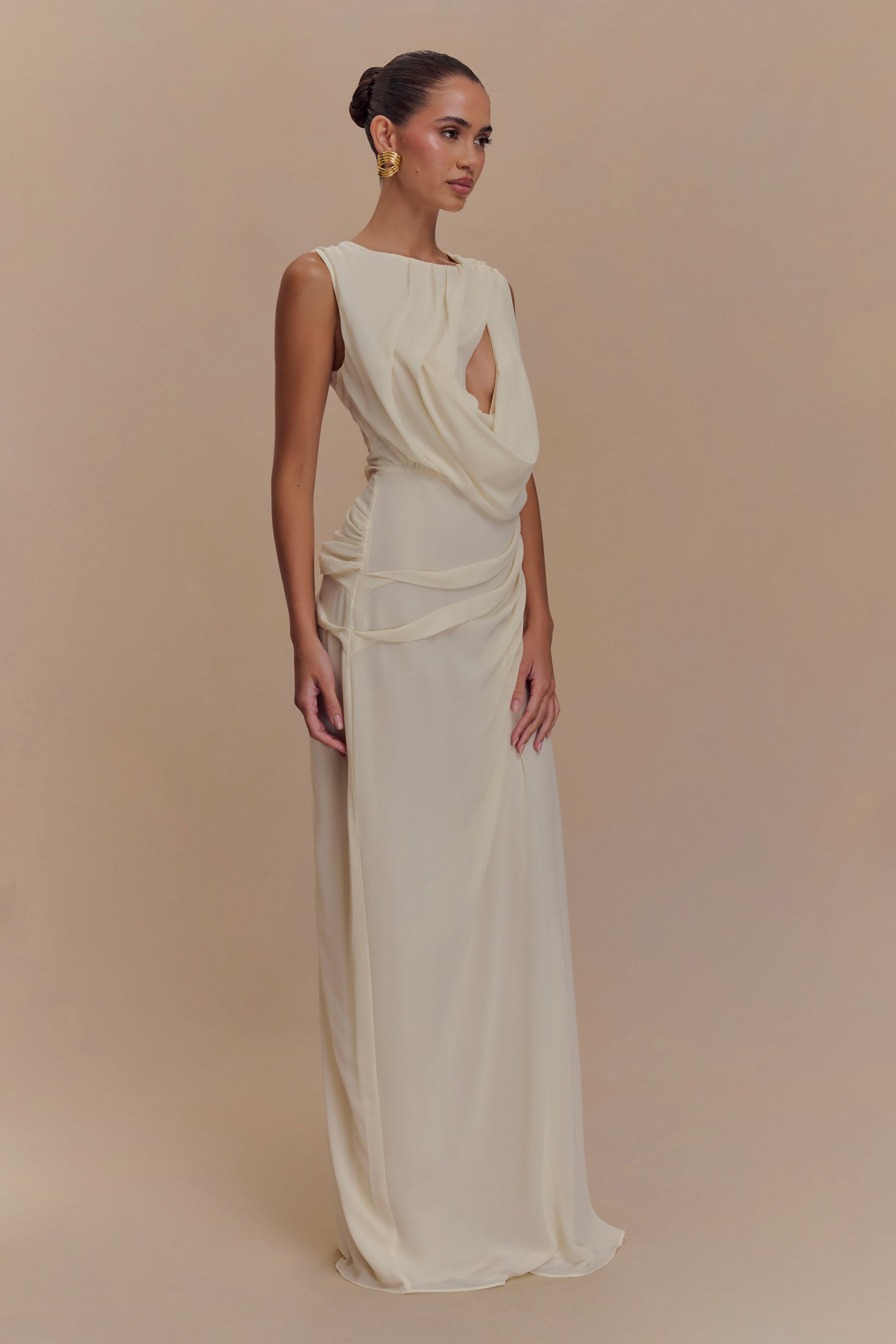 Oria Chiffon Maxi Dress - Ivory #4