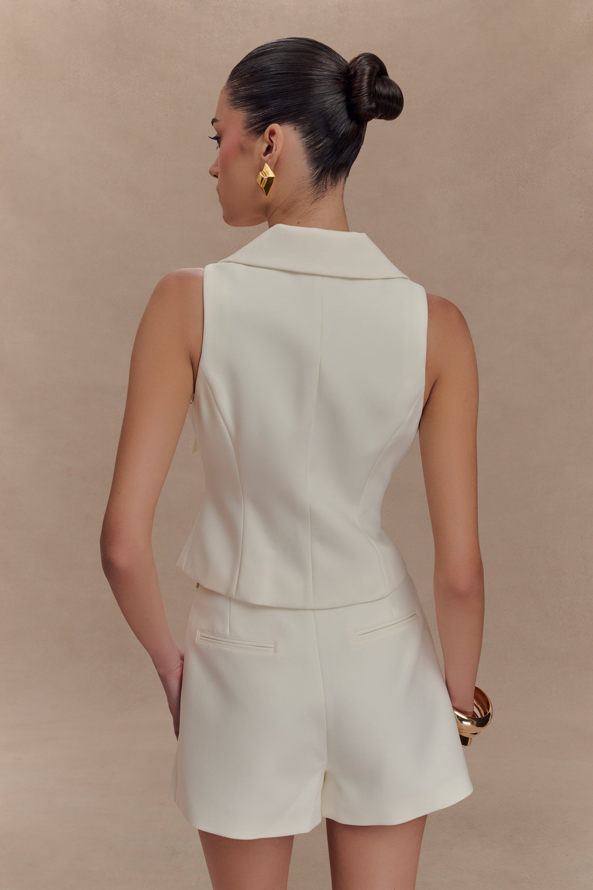Alix Mixed Button Vest - Ivory #4