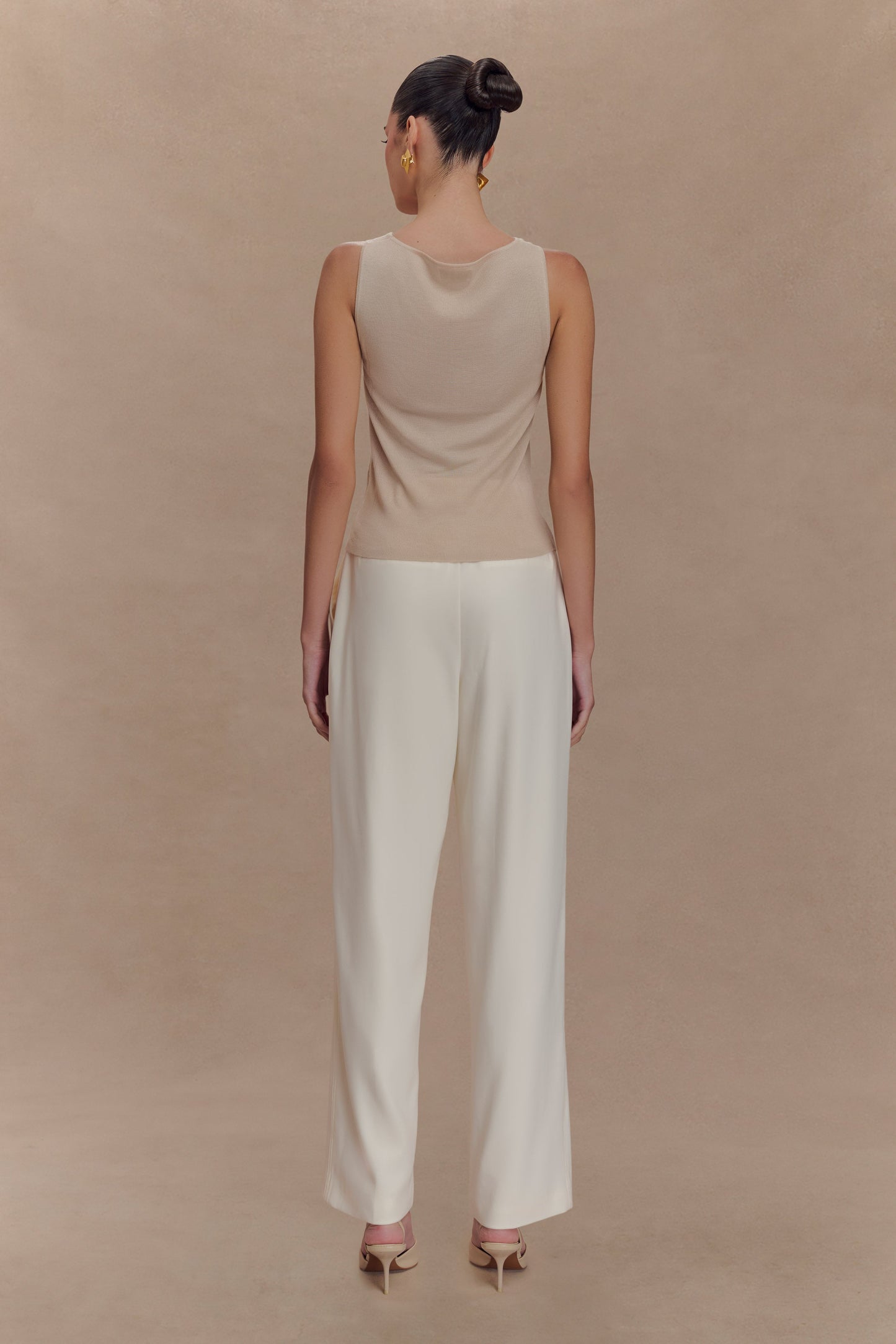 Brenda Draped Front Knit Top - Stone