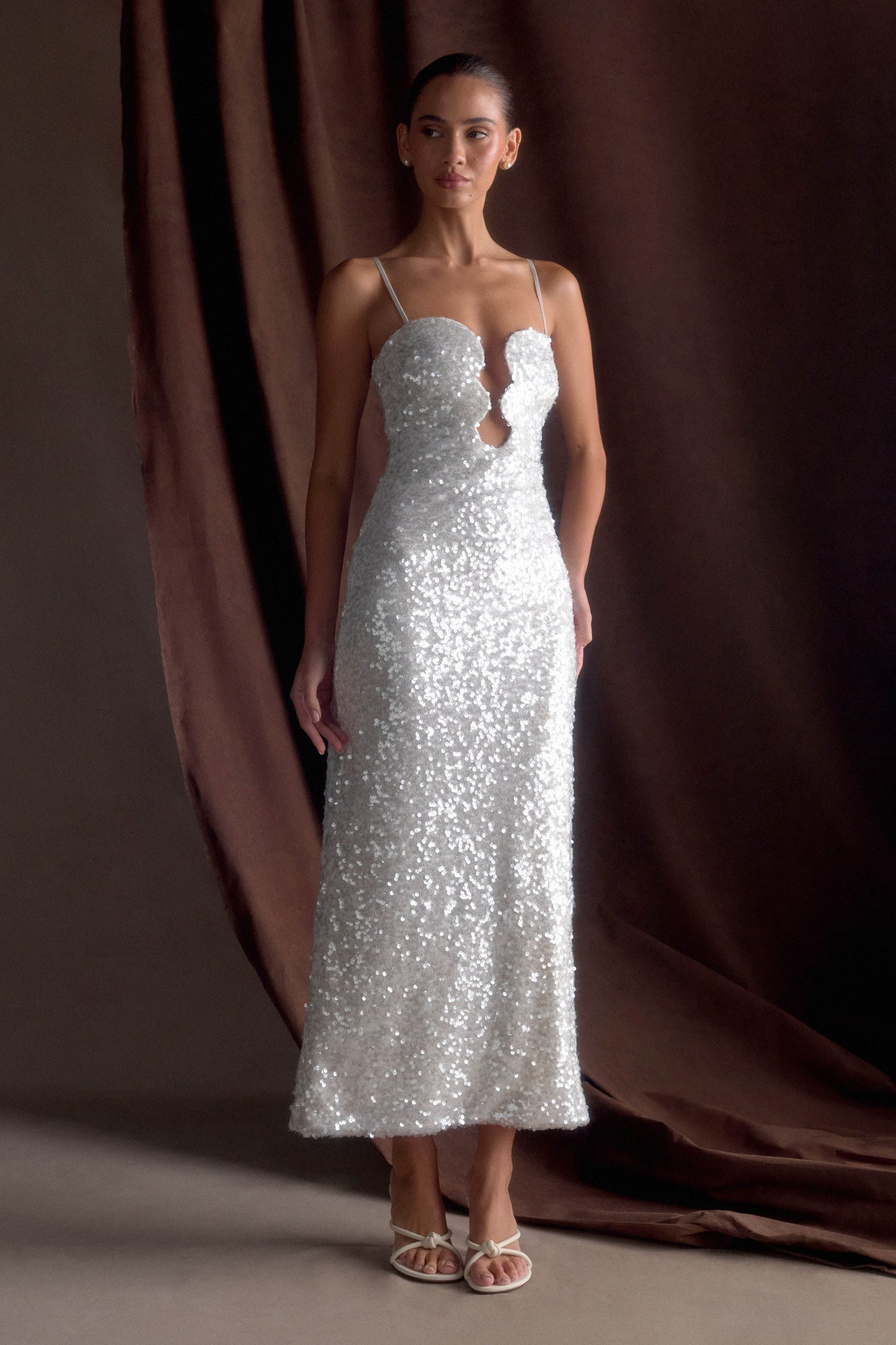 Makari Sequin Maxi Dress - White