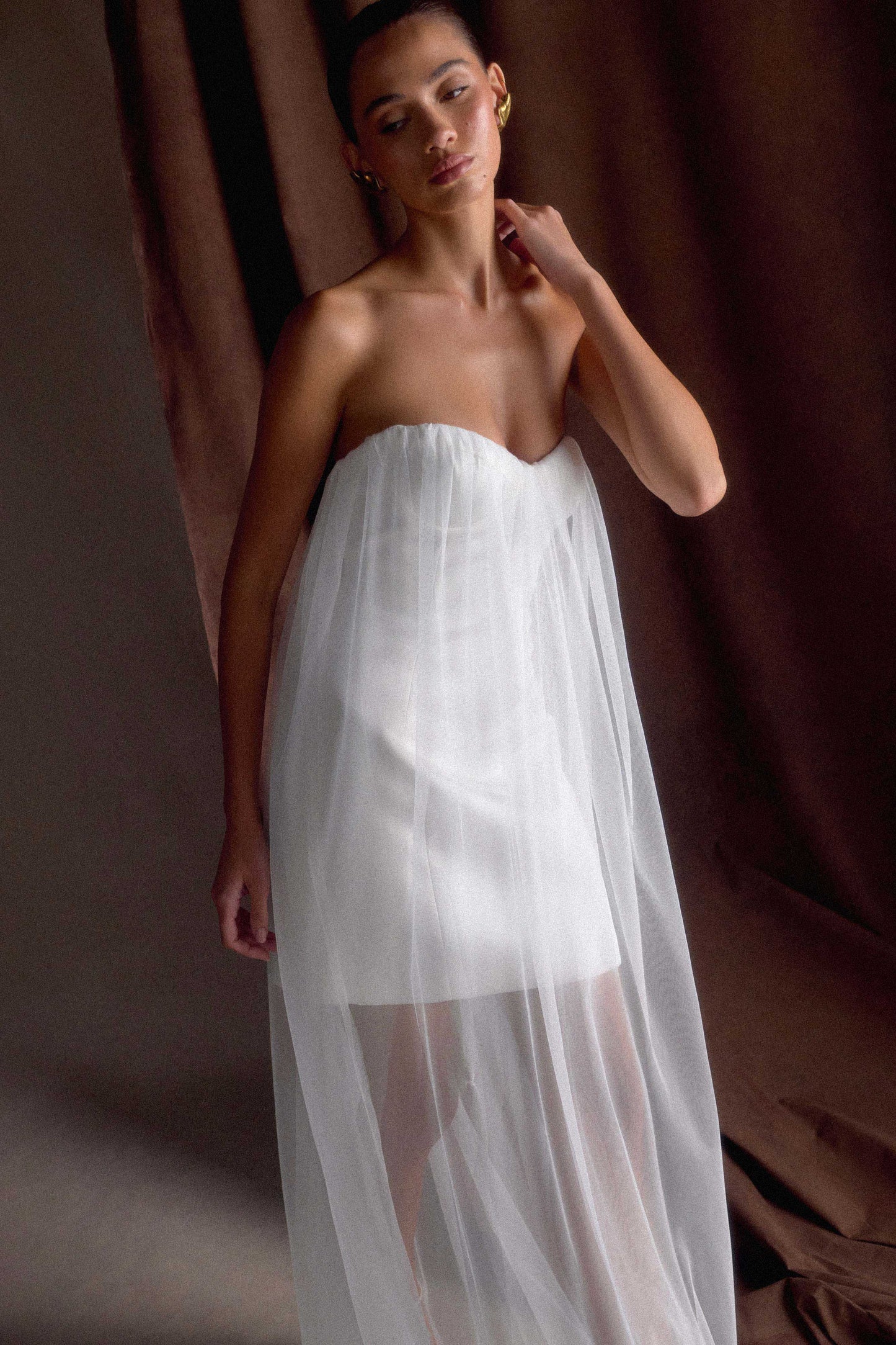 Bettany Chiffon Strapless Maxi Dress - White