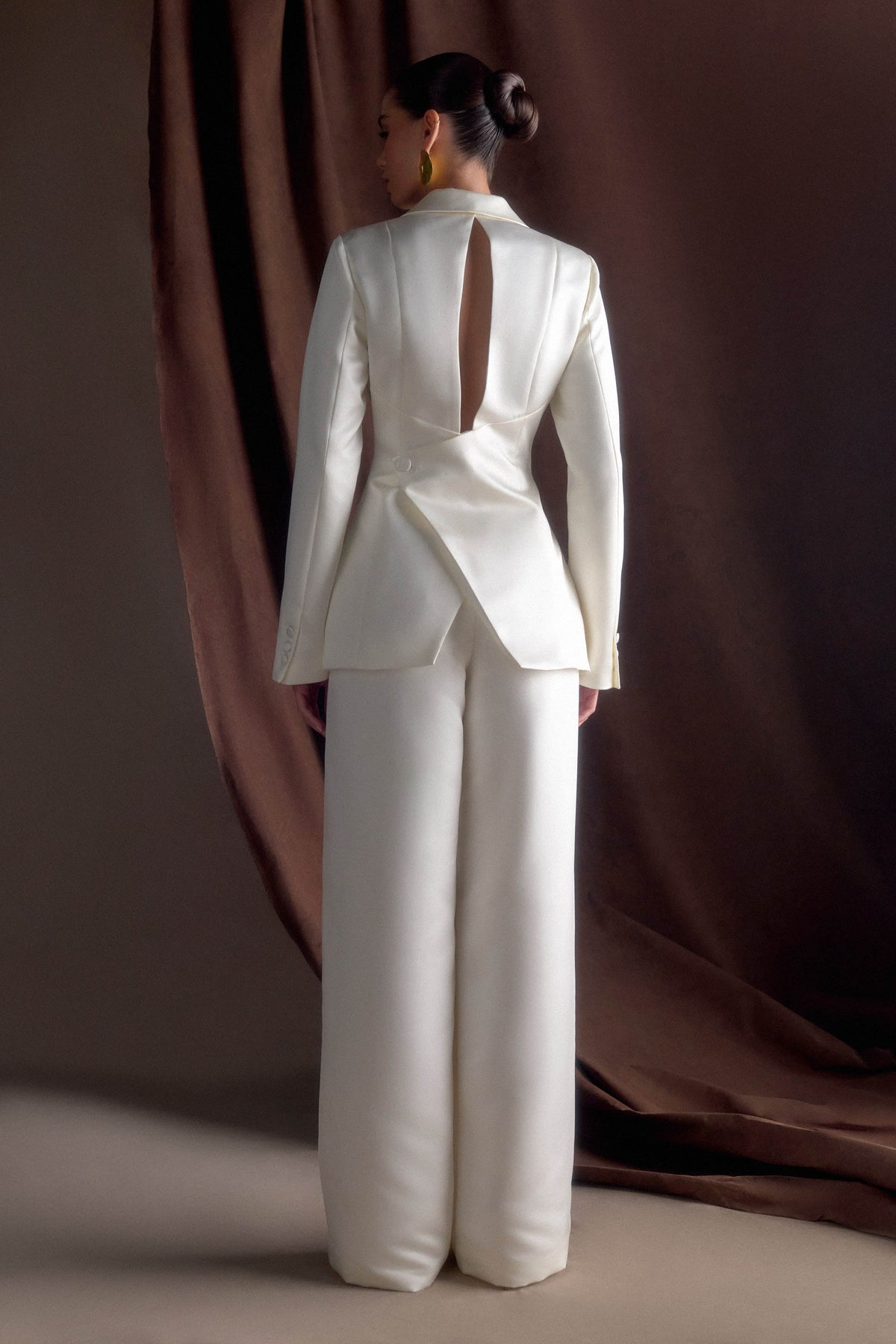 Ada Satin Straight Leg Pant - Ivory