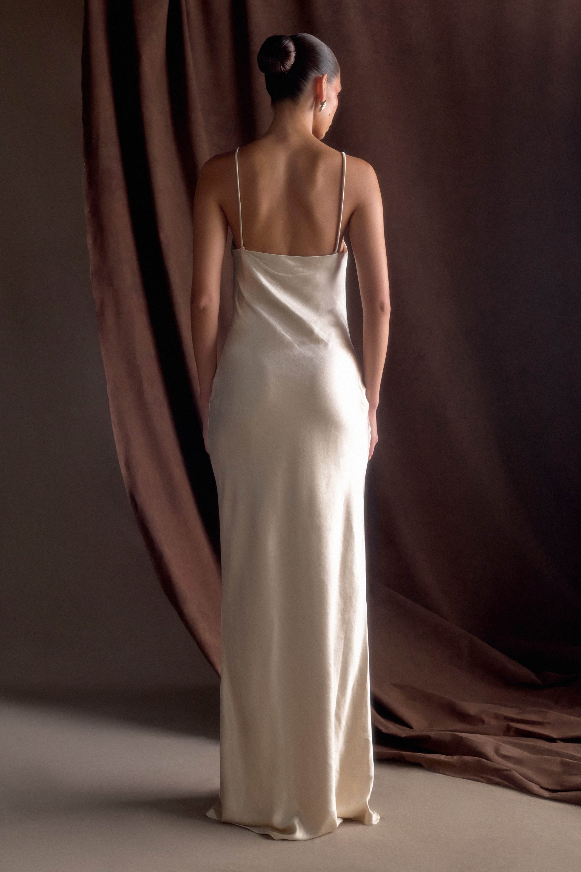 Lilly Sweetheart Satin Maxi Dress - Blush Gold #2