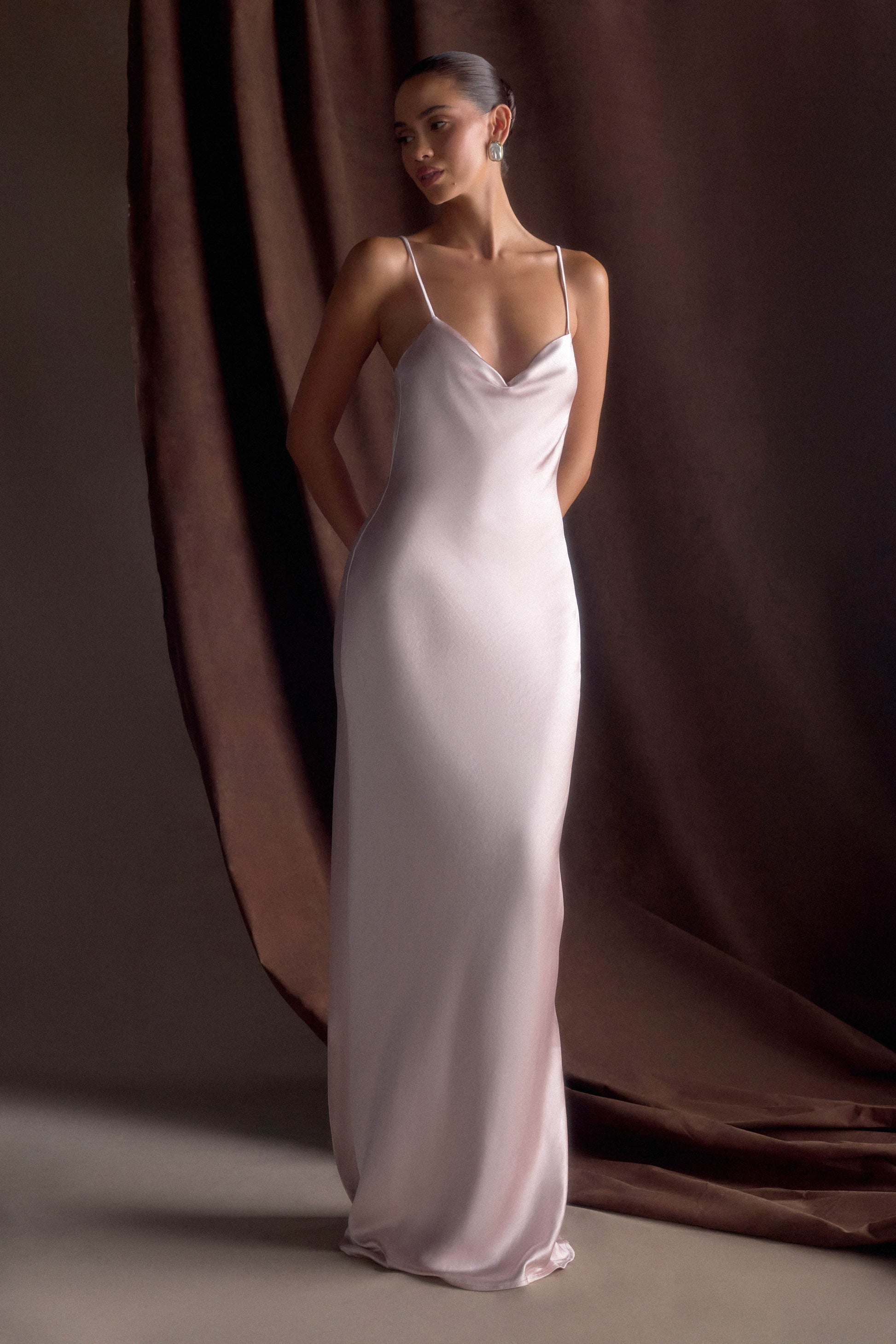 Lilly Sweetheart Satin Maxi Dress - Soft Pink #9