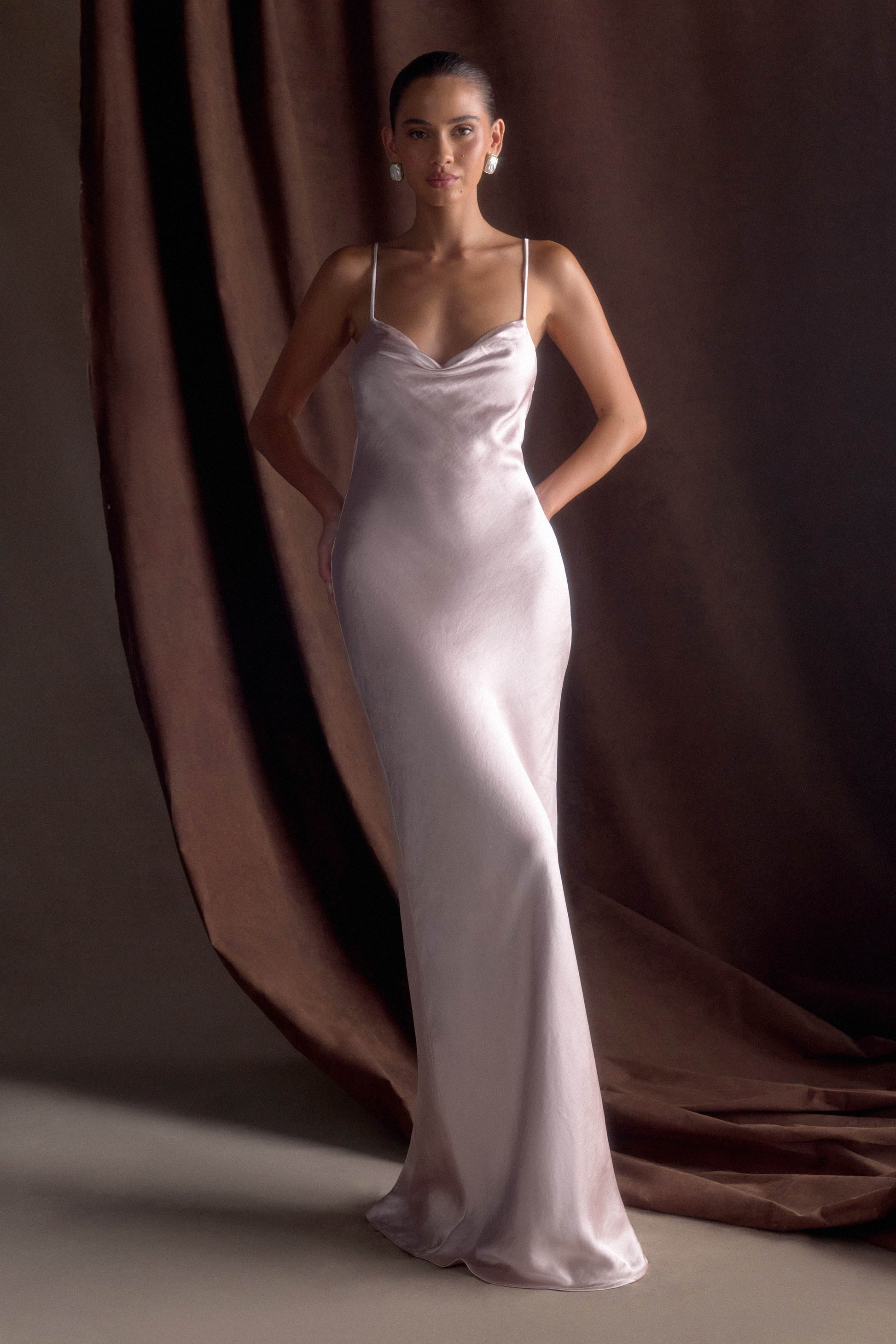 Lilly Sweetheart Satin Maxi Dress - Soft Pink #10