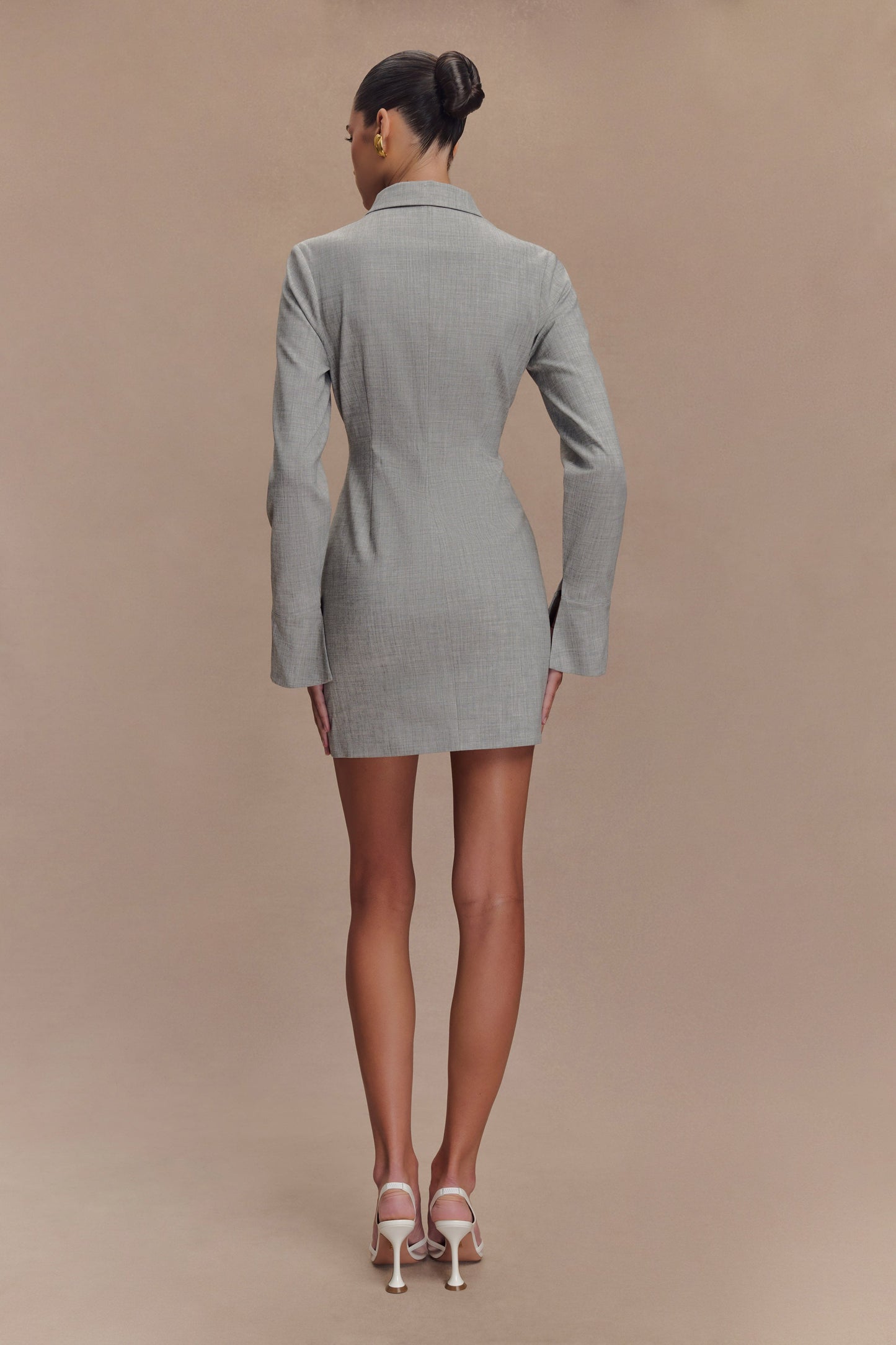 Dorian Fitted Shirt Mini Dress - Charcoal Marle