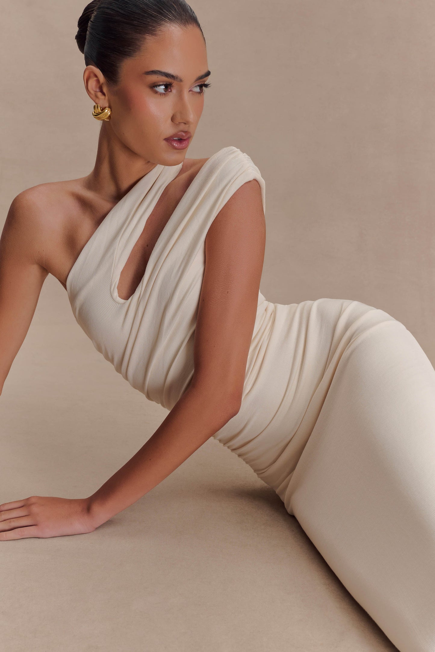 Anastasia One Shoulder Modal Midi Dress - Ivory
