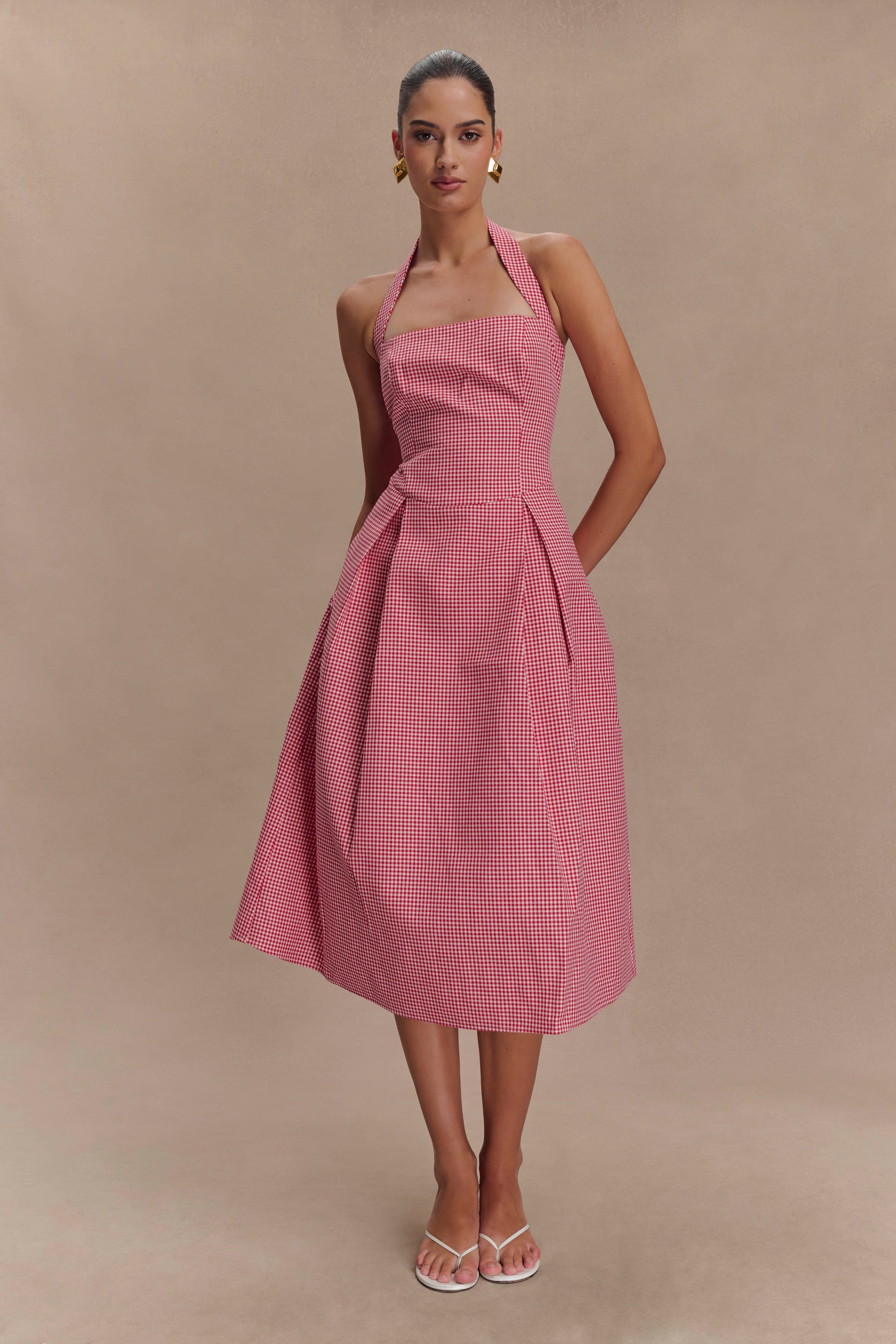 Juana Halter Midi Dress - Red Gingham #2