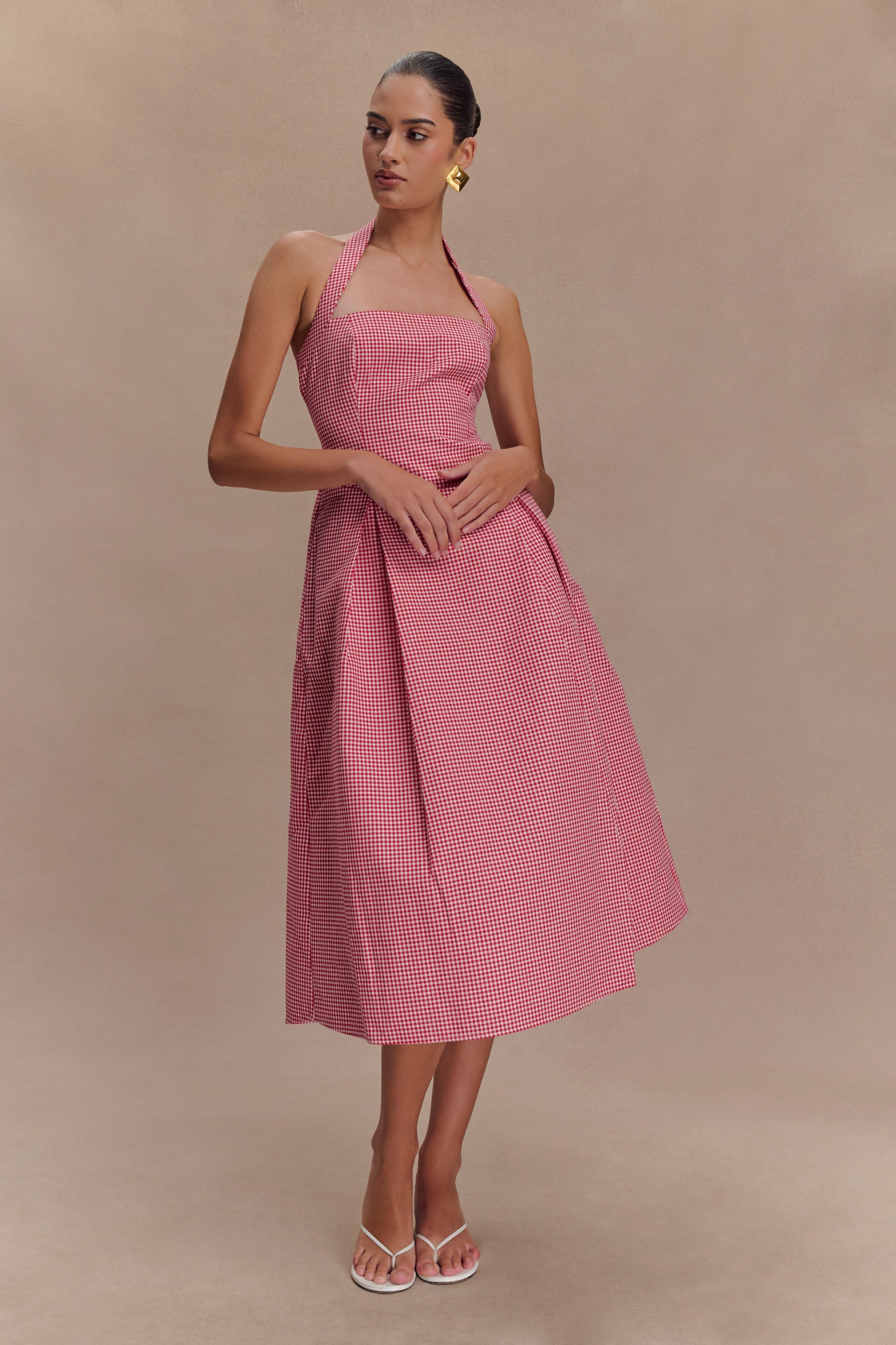 Juana Halter Midi Dress - Red Gingham #7