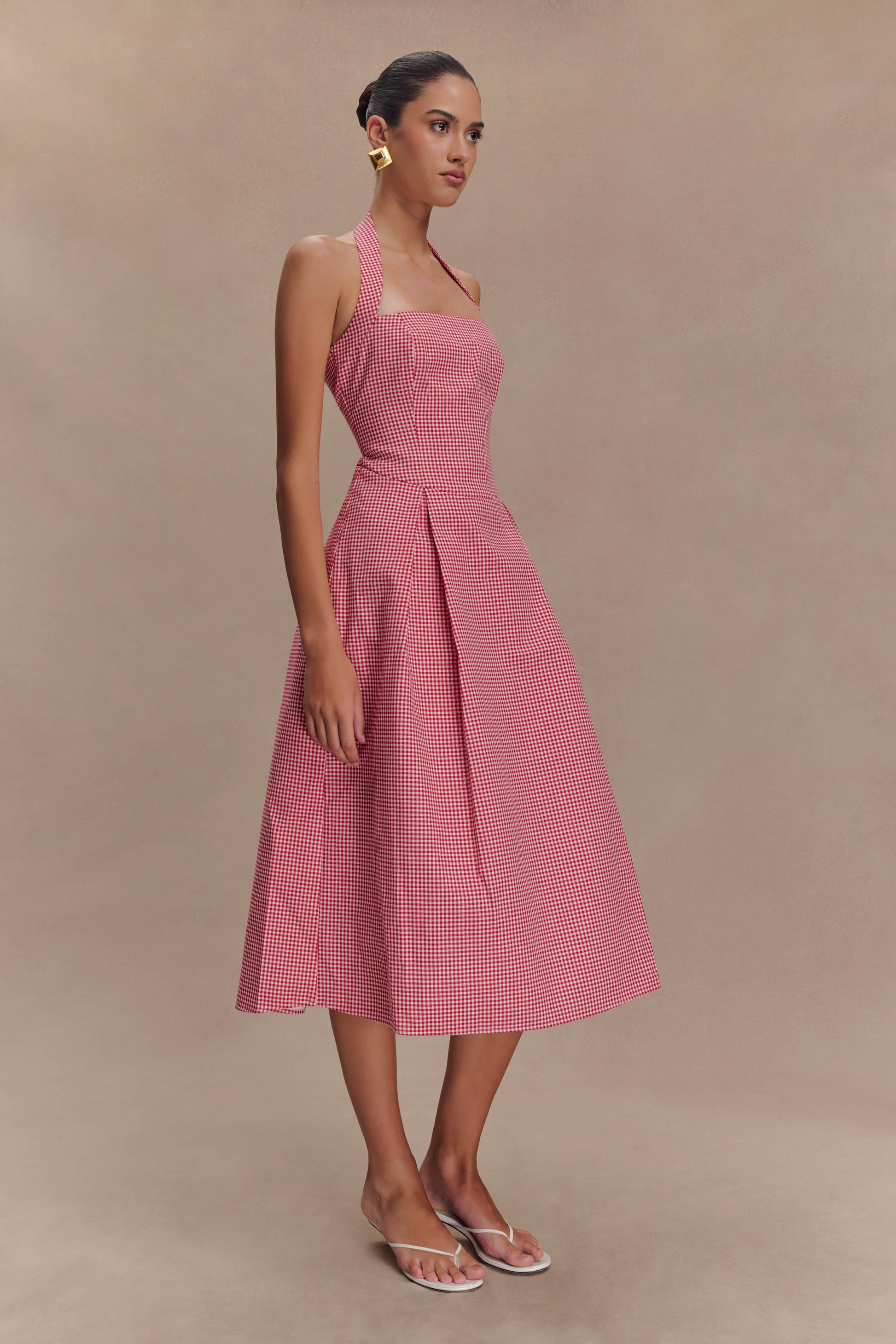 Juana Halter Midi Dress - Red Gingham #6