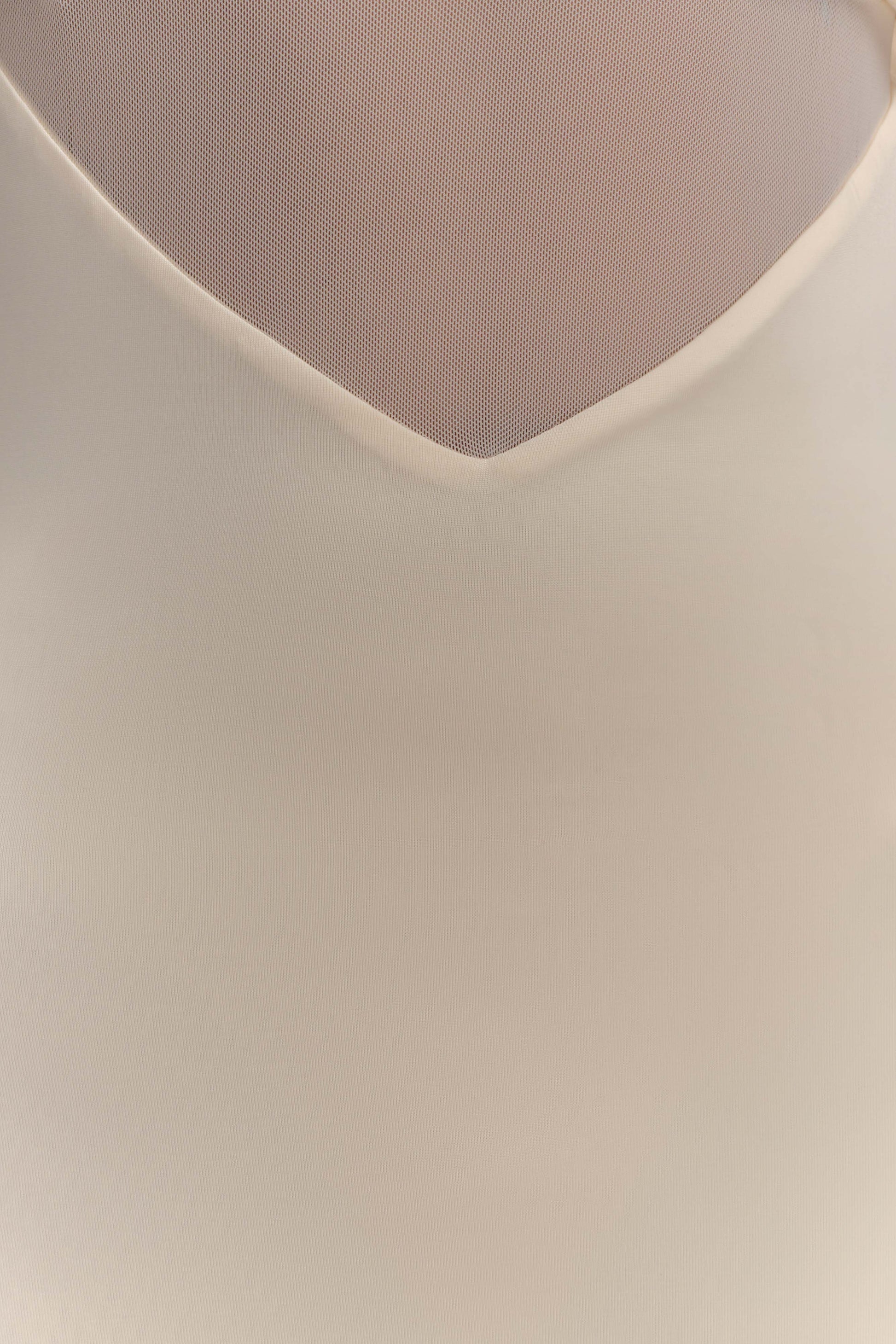 Kaitlin One Shoulder Slinky And Mesh Maxi Dress - Ivory #7