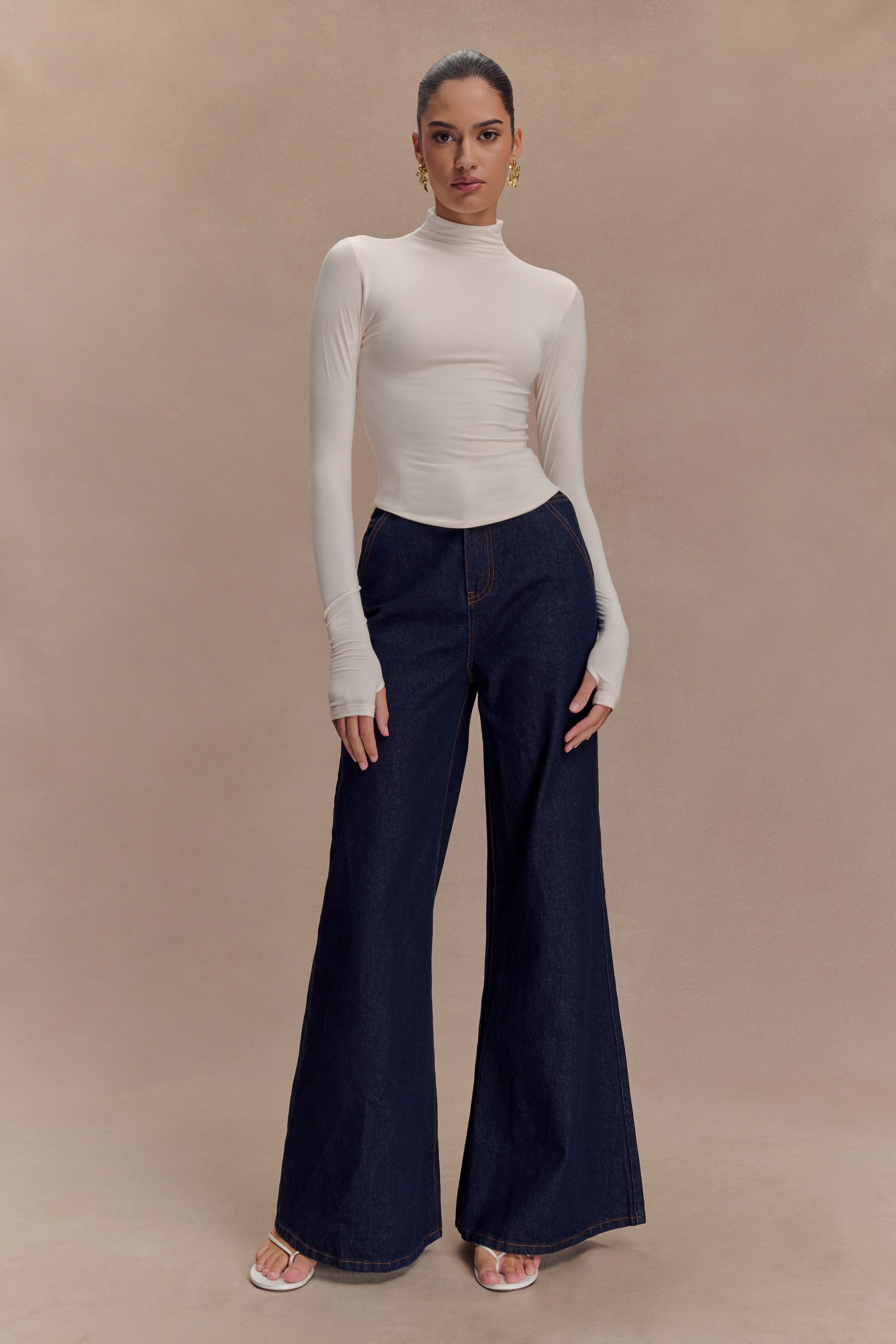 Ember Modal Long Sleeve High Neck Top - Ivory #7