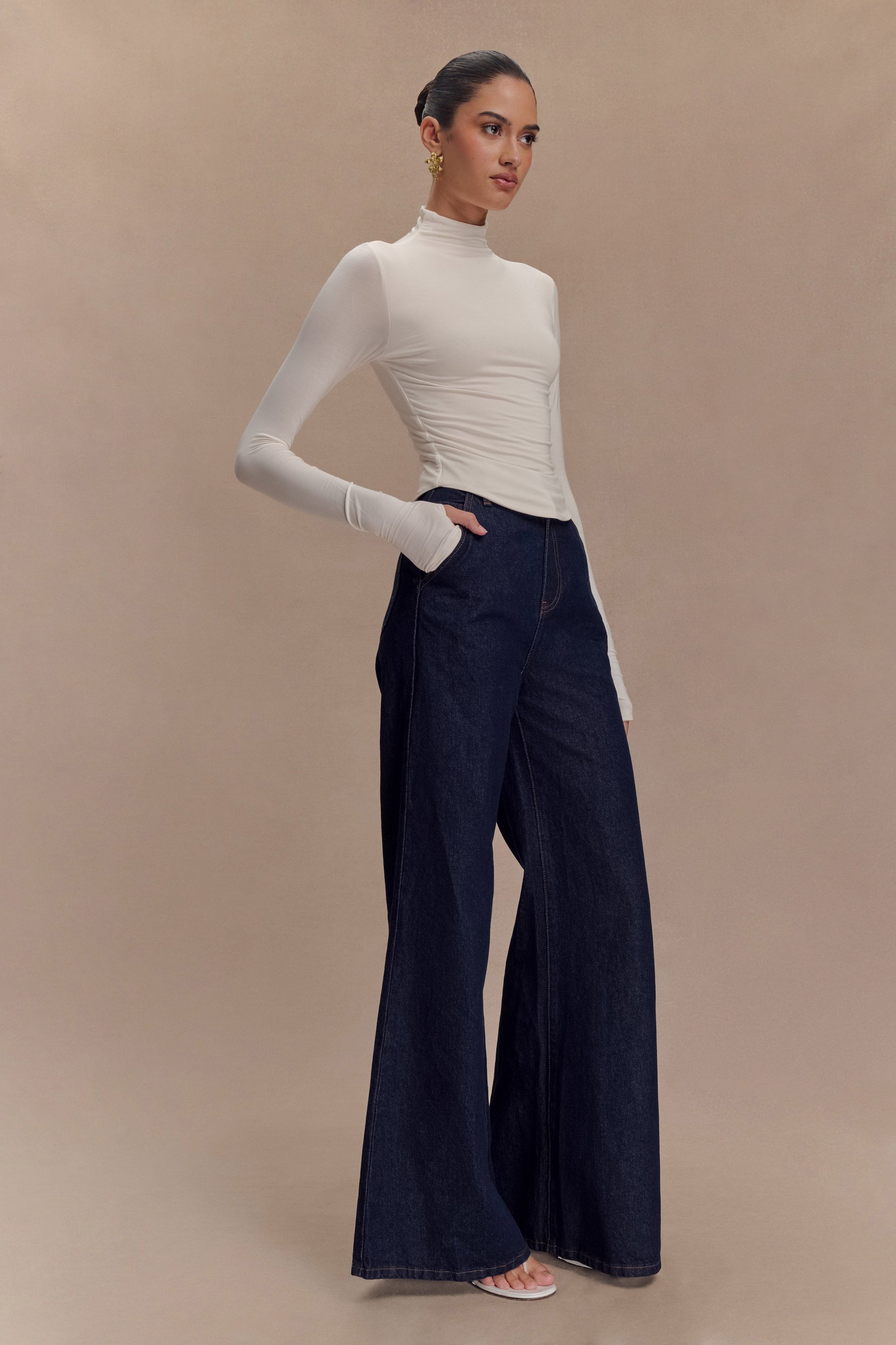 Ember Modal Long Sleeve High Neck Top - Ivory #5