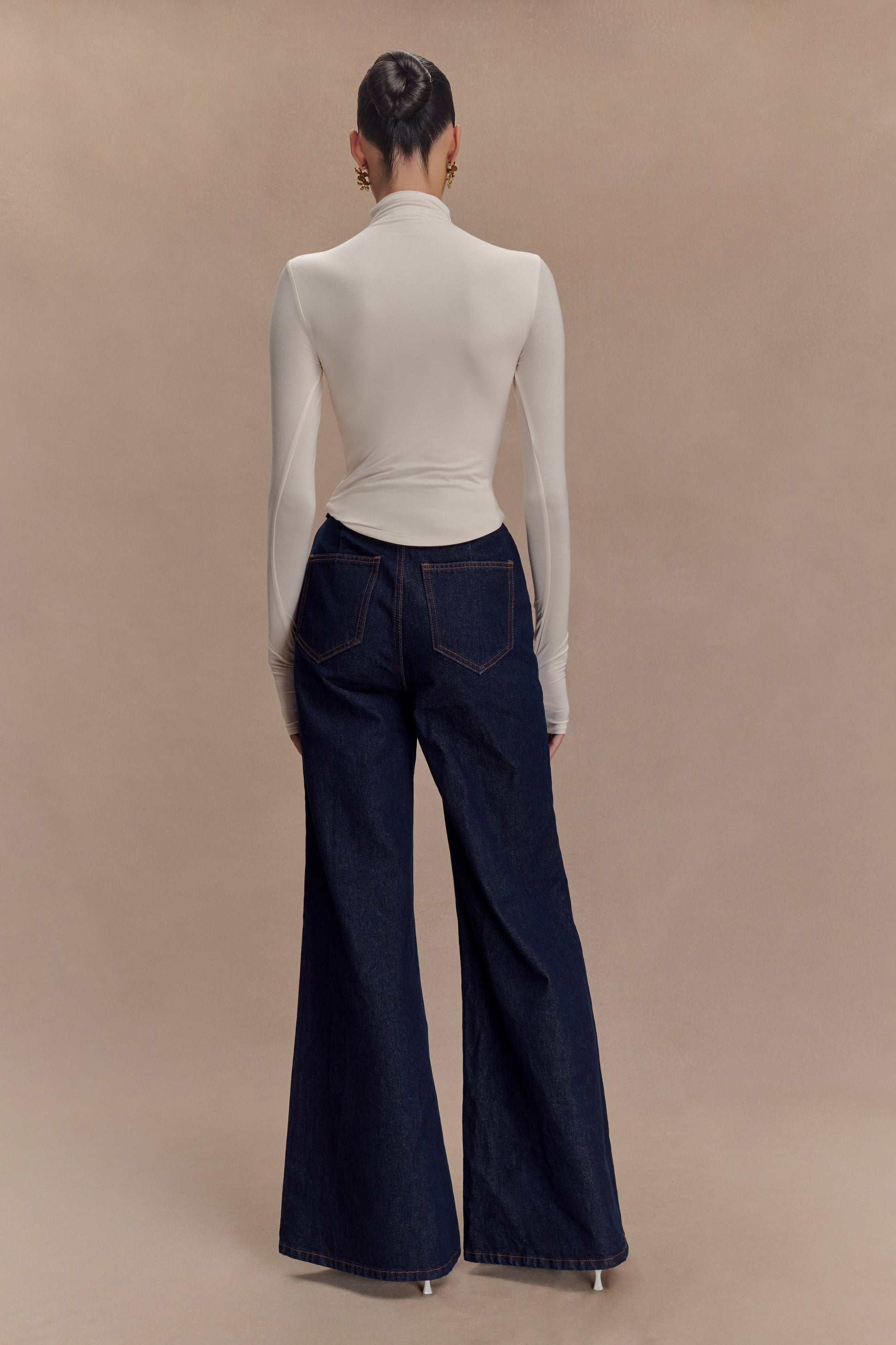 Ember Modal Long Sleeve High Neck Top - Ivory #6