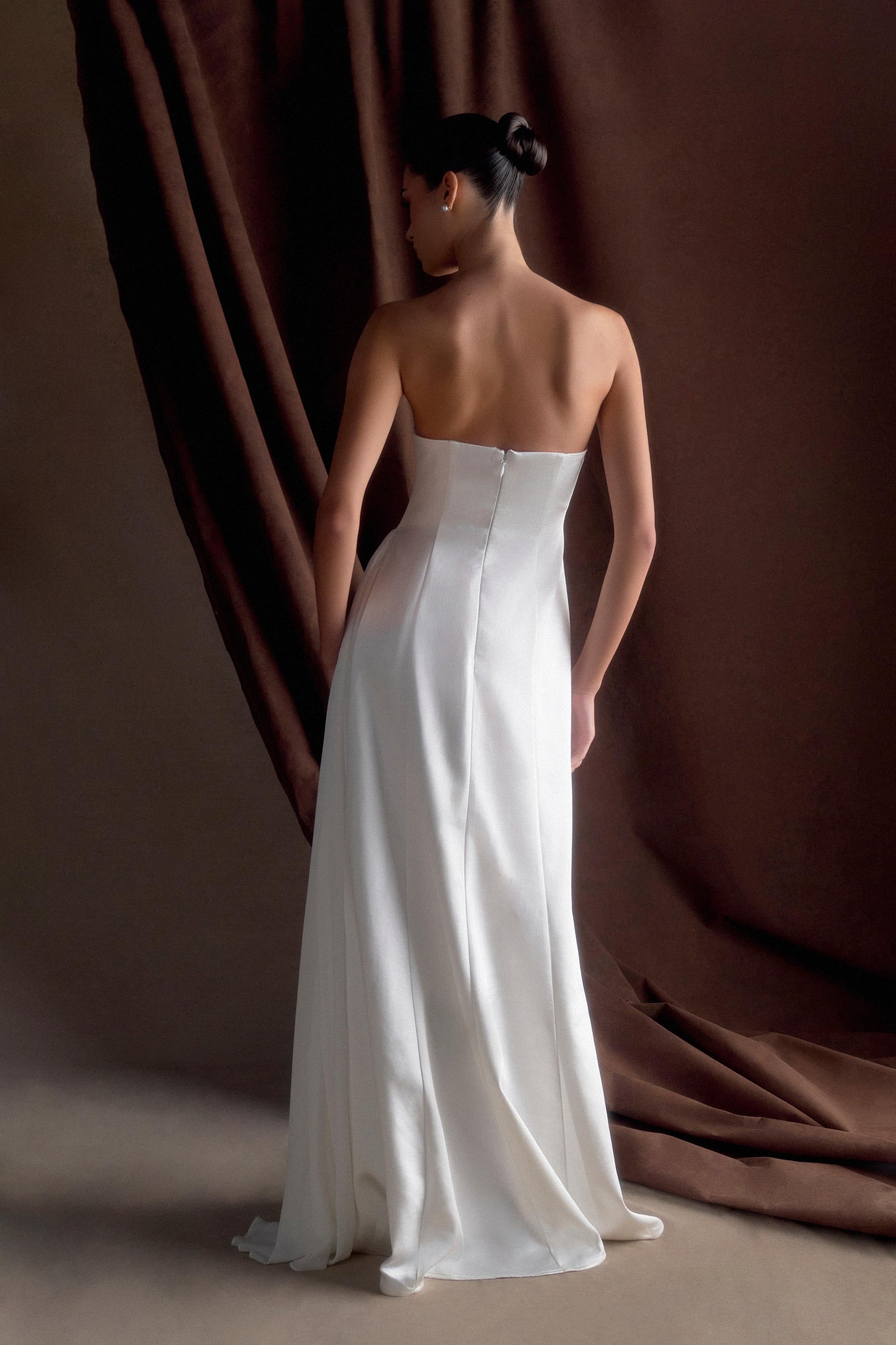 Rosella Satin Strapless Maxi Dress - White #2