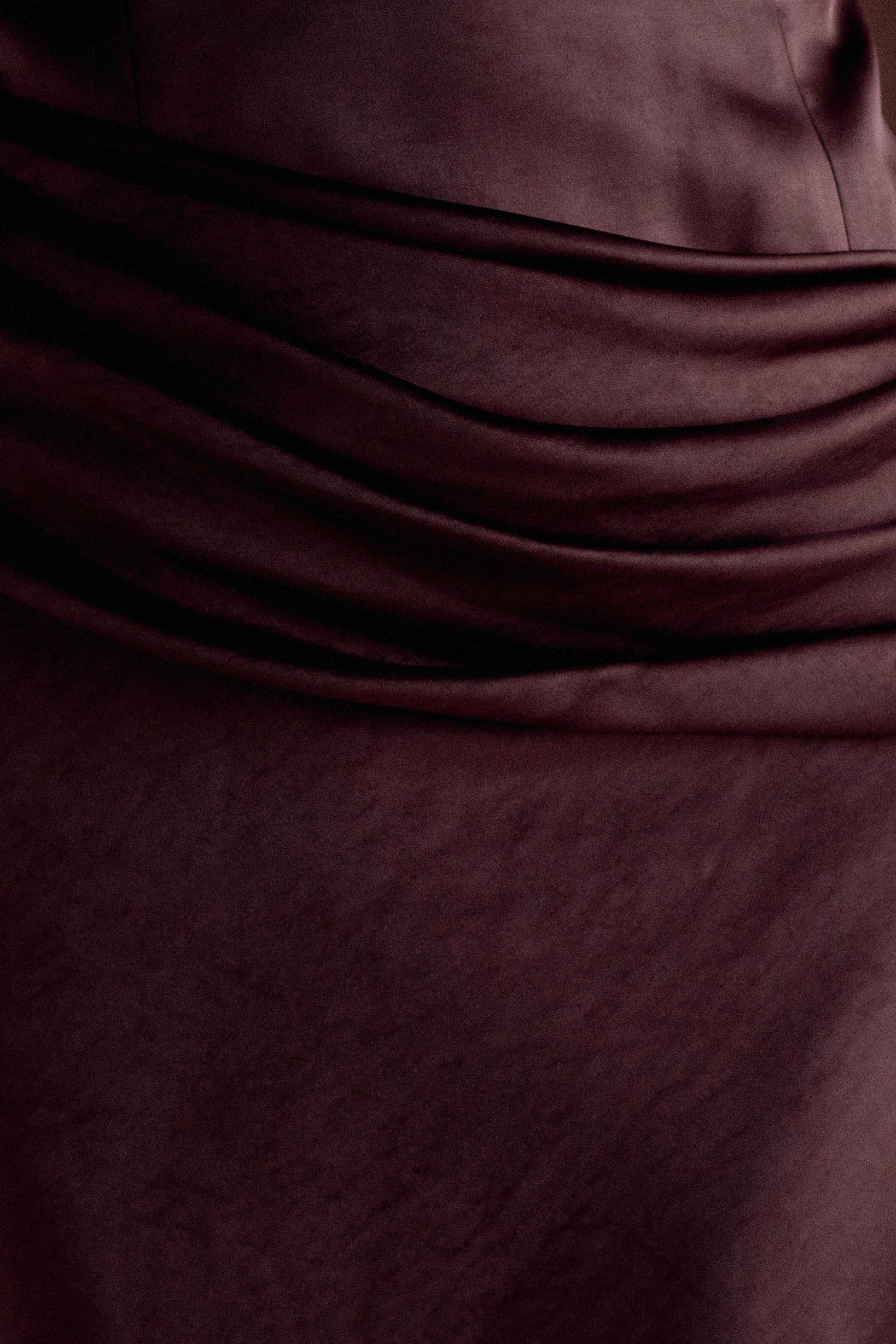 Jasmine Strapless Satin Maxi Dress - Dark Chocolate #11