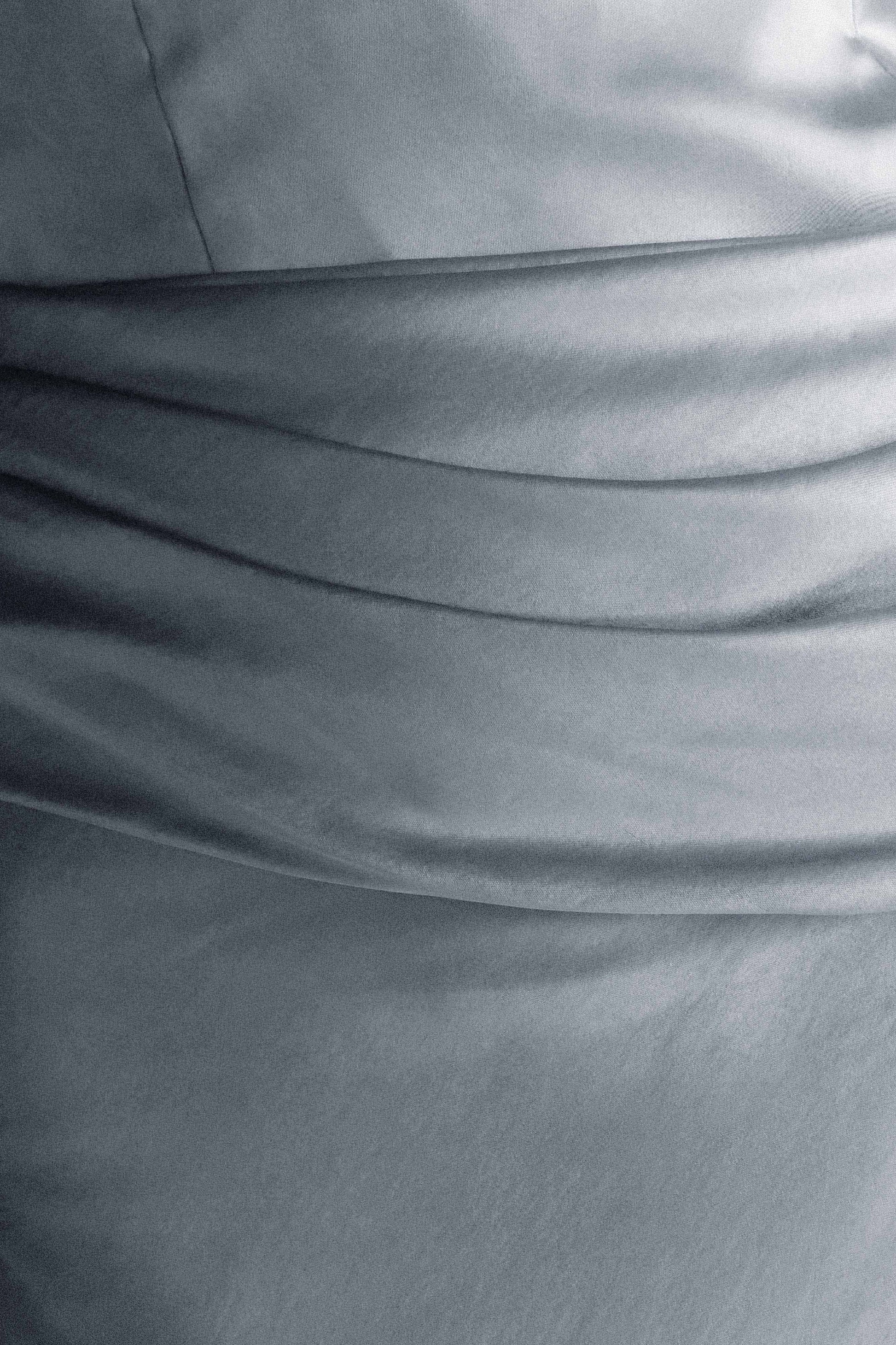 Jasmine Strapless Satin Maxi Dress - Frosted Blue #12