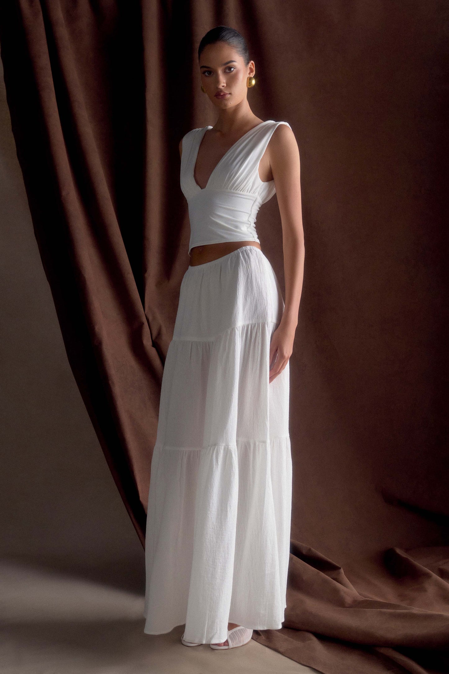 Jacinda Cotton Maxi Skirt - White