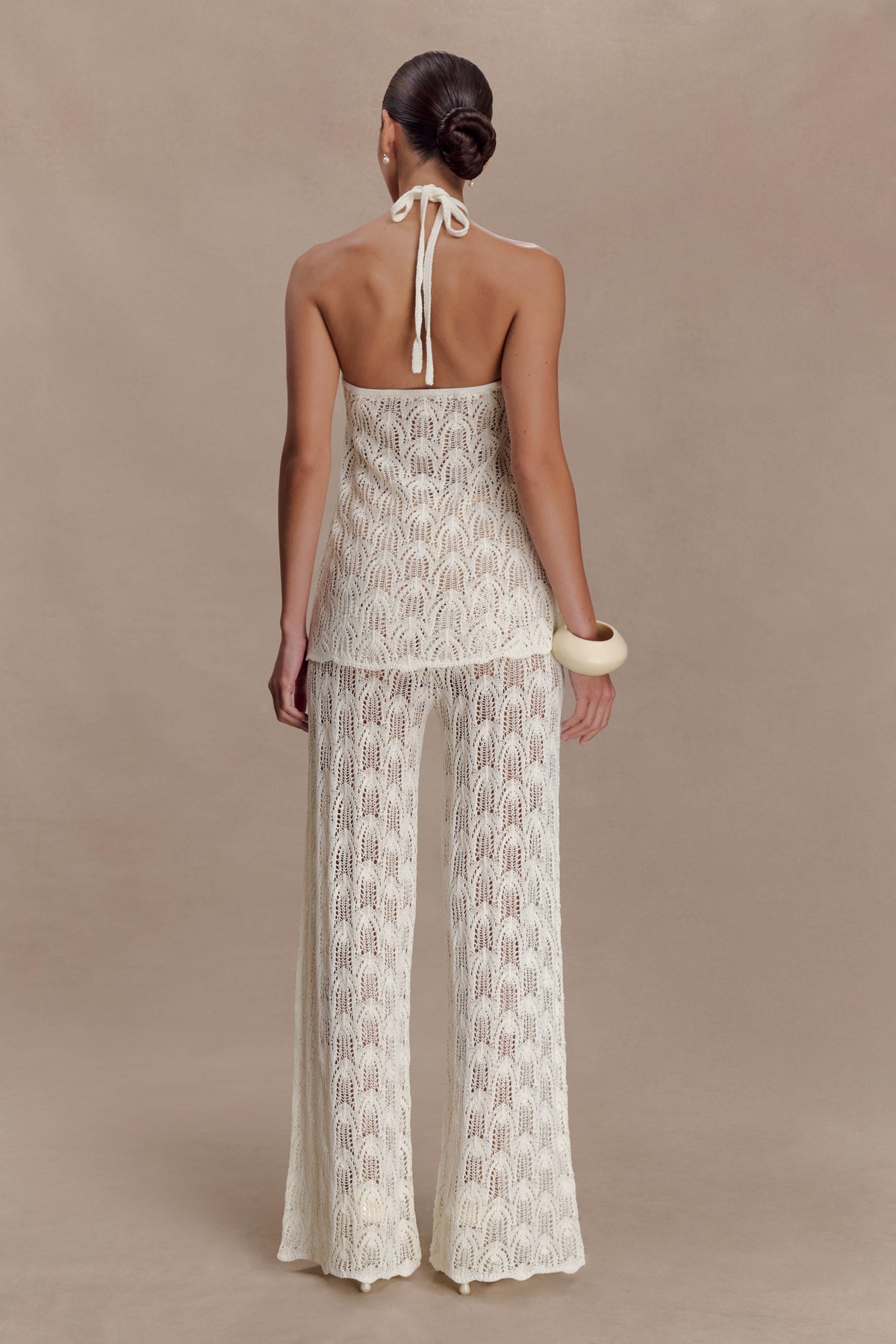 Corey Crochet Halter Neck Top - Ivory