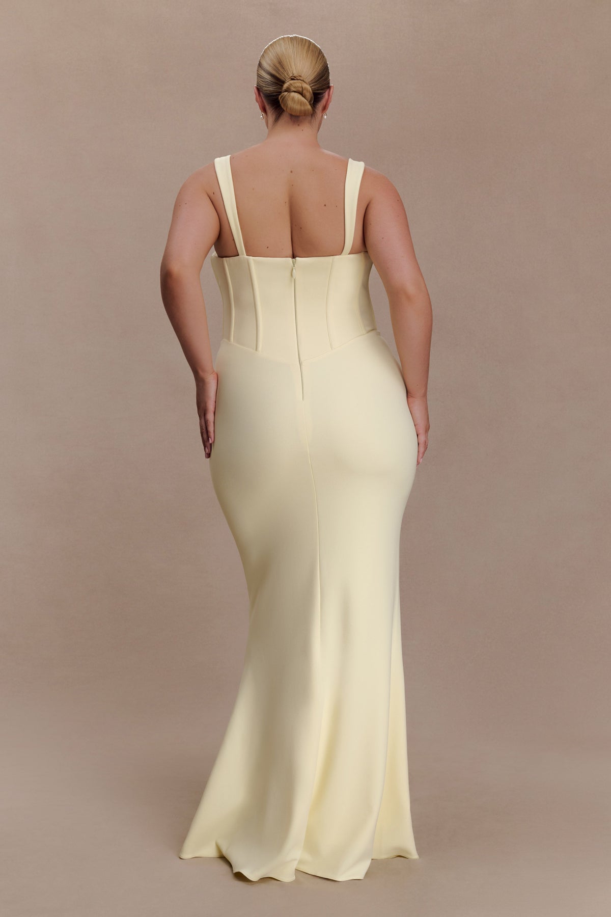 Luella Crepe Corset Maxi Dress - Lemon