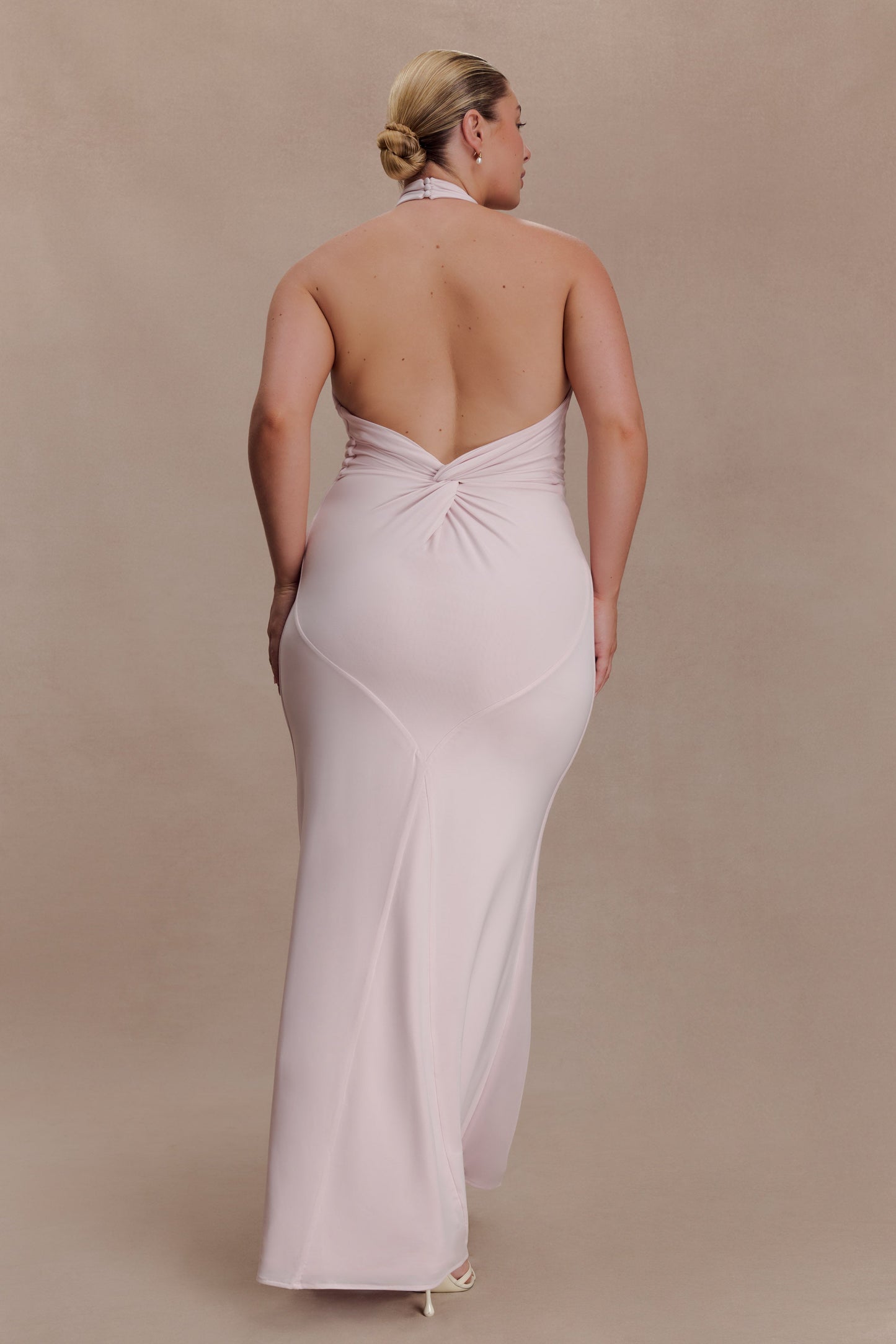 Elyna Slinky Halter Maxi Dress - Pale Pink